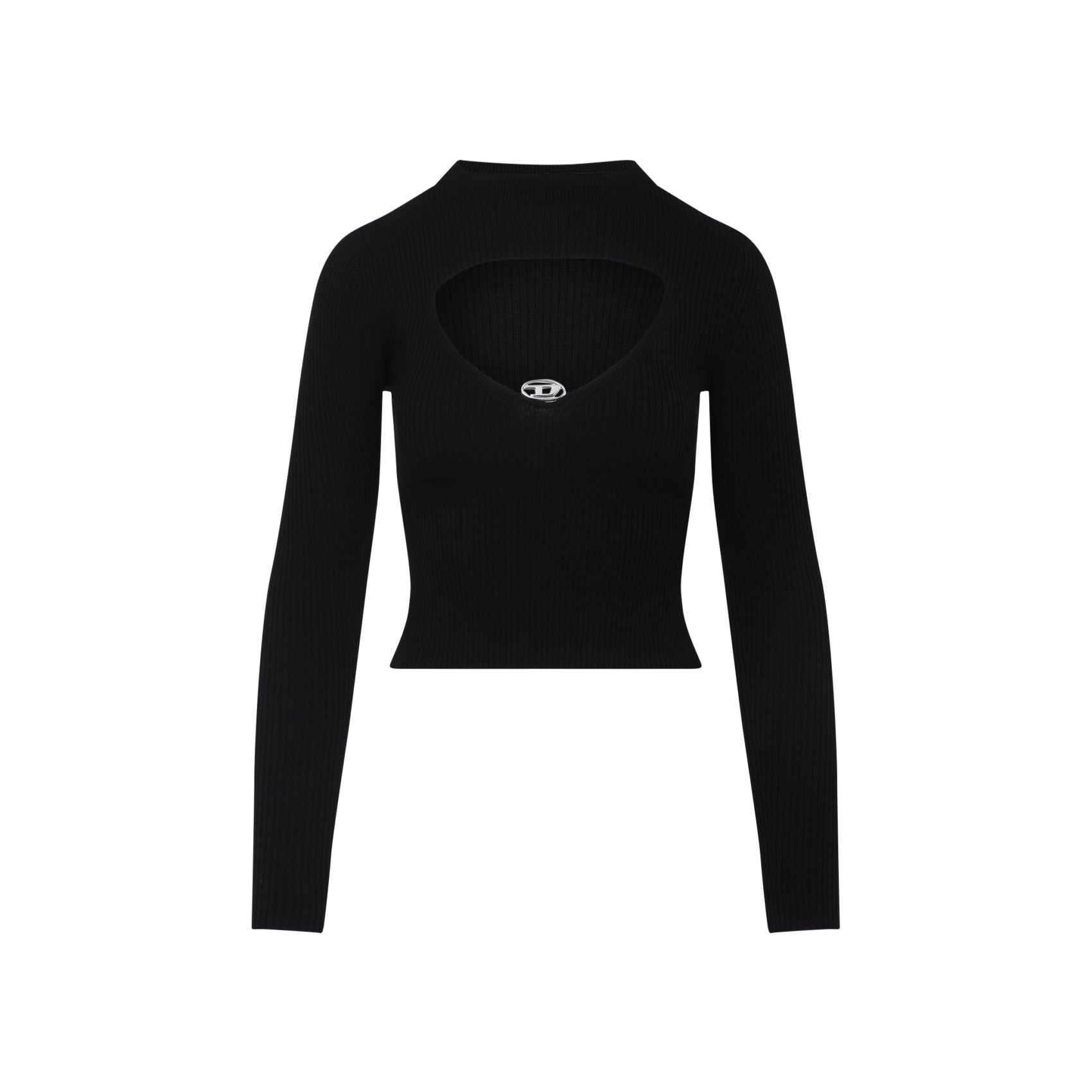 DIESEL Long-Sleeved Ribbed Top with Keyhole Opening