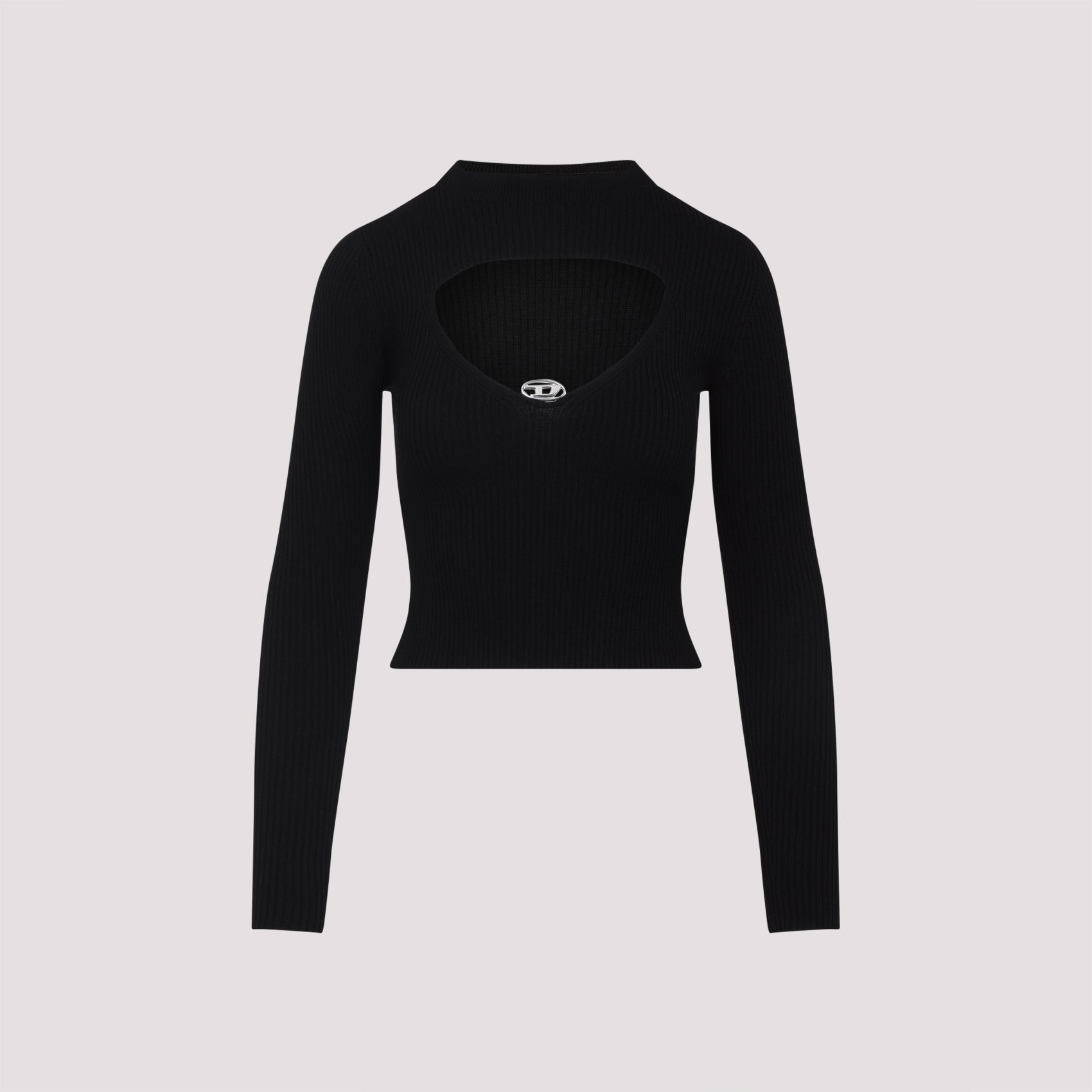 DIESEL Long-Sleeved Ribbed Top with Keyhole Opening