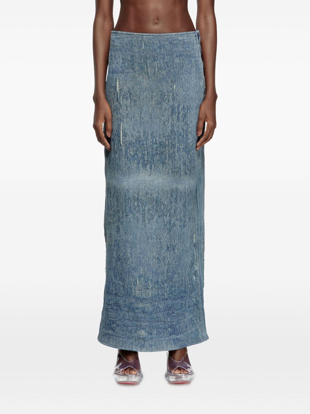 DIESEL Stylish Cotton-Blend High-Waisted Long Denim Skirt
