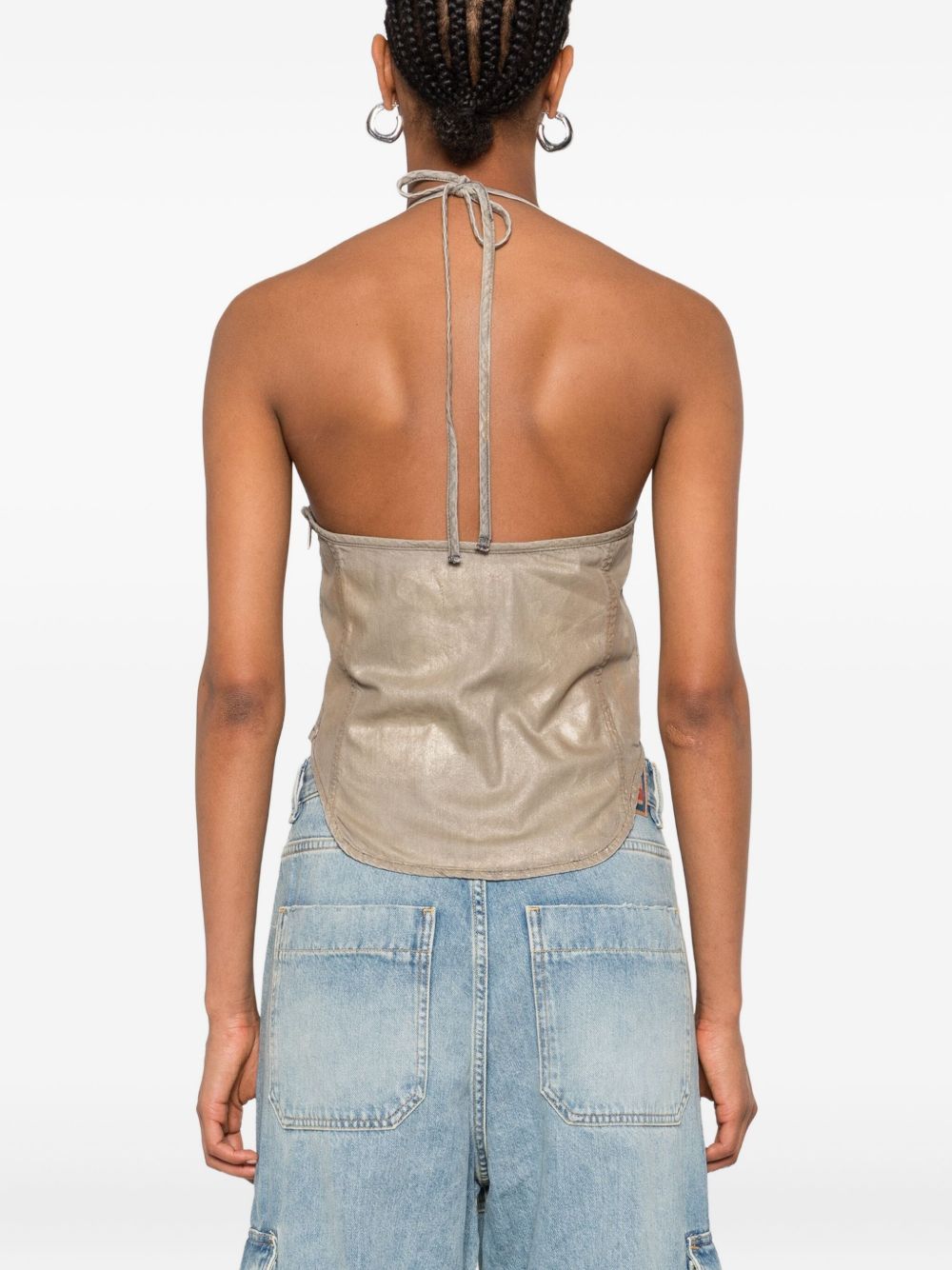 DIESEL Women's Mini Tie-Front Curved Hem Top