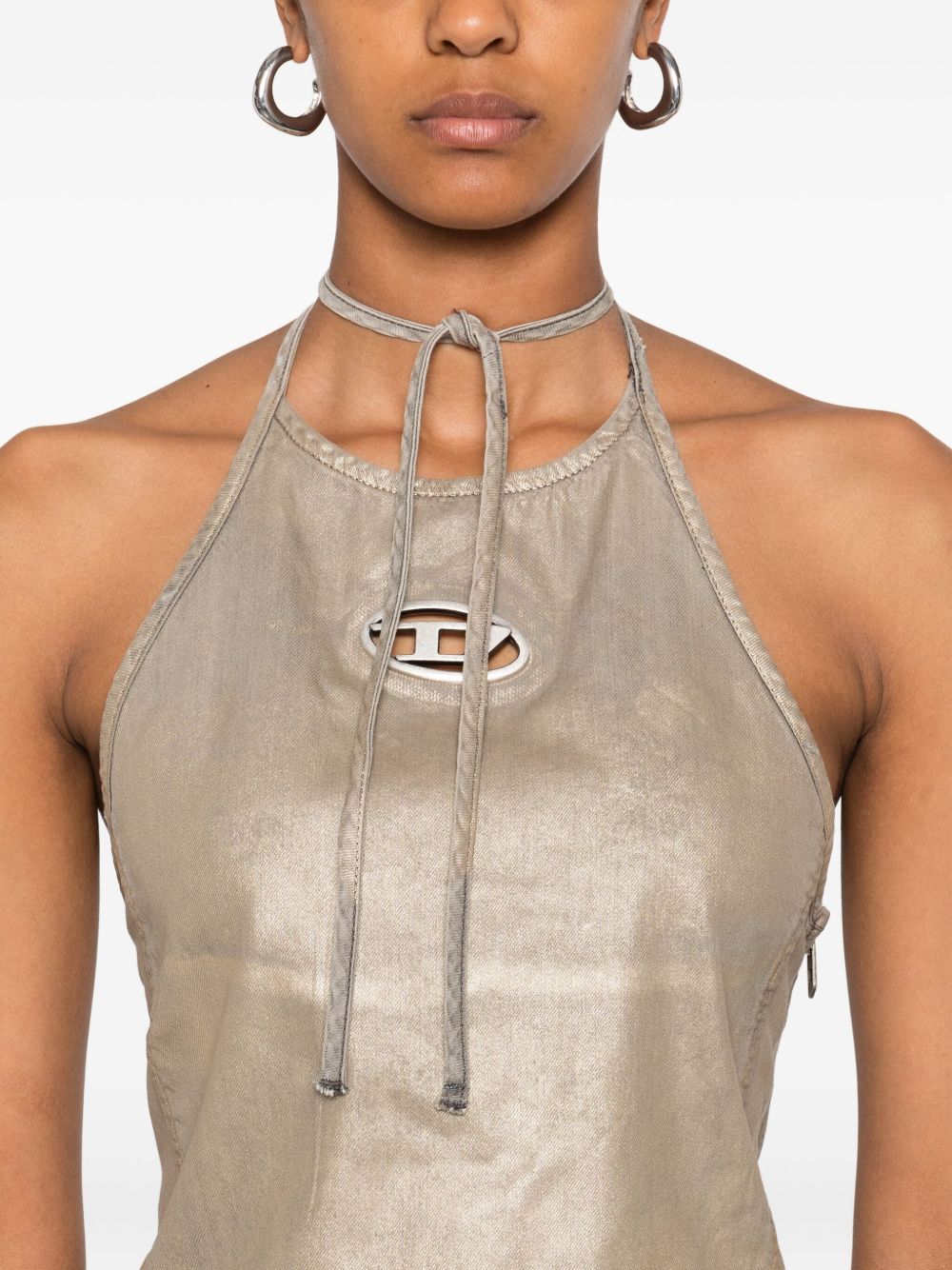 DIESEL Women's Mini Tie-Front Curved Hem Top