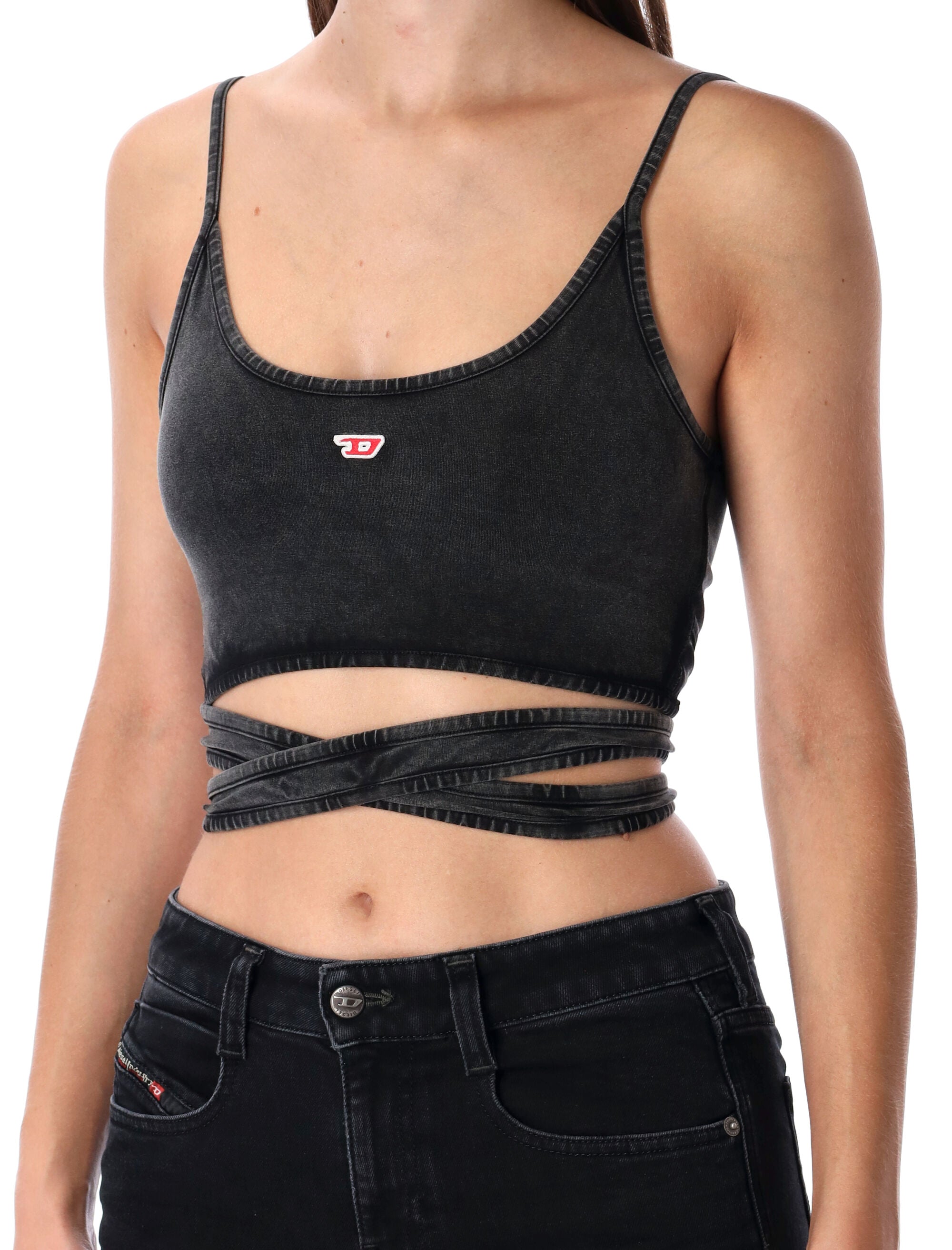 DIESEL Embroidered D Patch Wraparound Tie Top - Women's Size S
