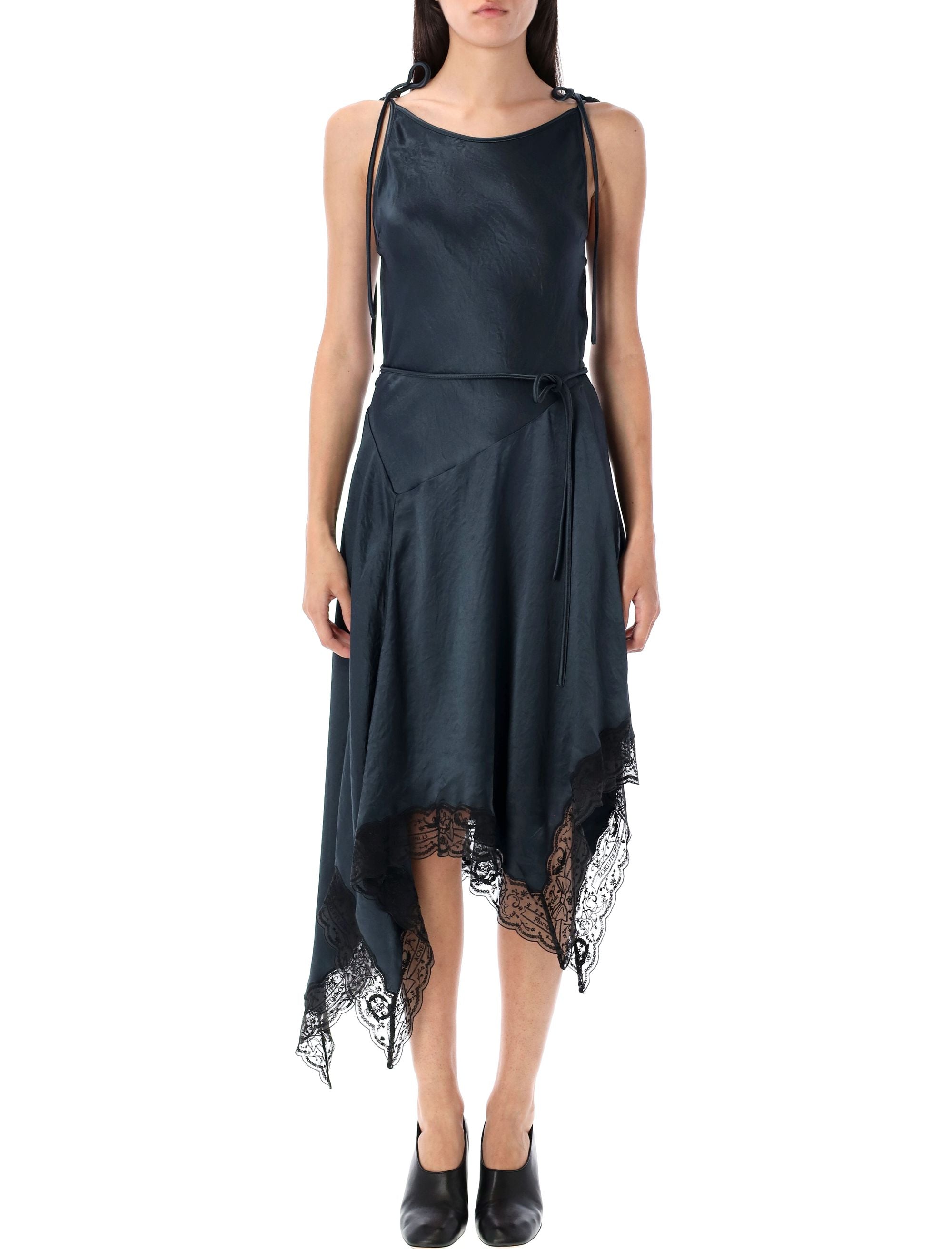 ACNE STUDIOS Luxe Satin Lace Midi Dress - Size 36