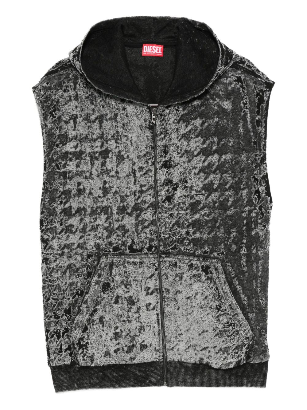 DIESEL Men's Hooded Sweatshirt Vest with Kangaroo Pockets