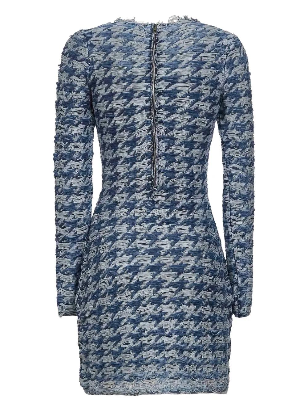 DIESEL Frayed Houndstooth Patterned Mini Dress - Women’s