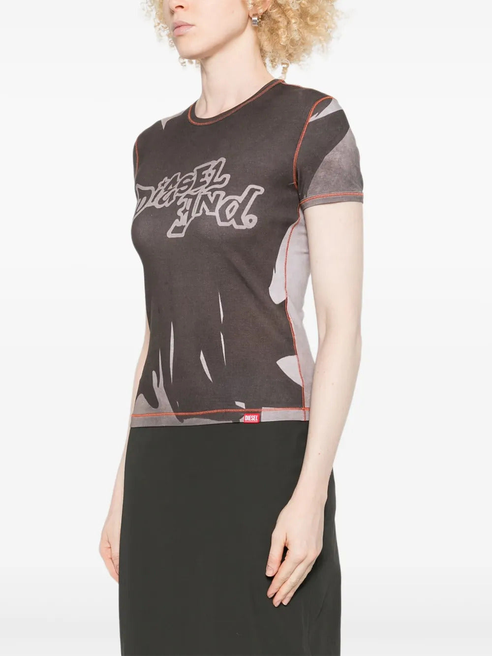 DIESEL Graphic Crew Neck T-Shirt for Women