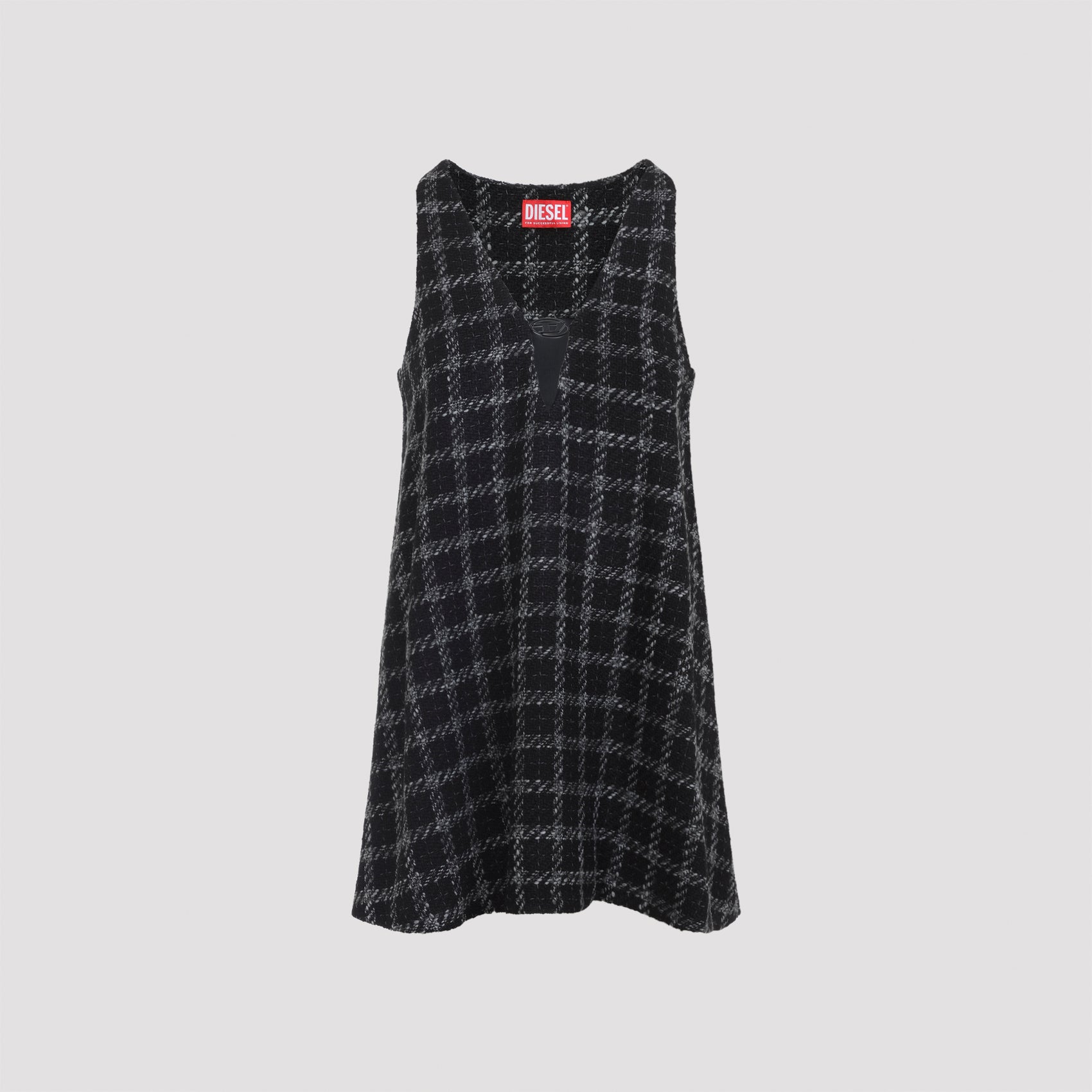 DIESEL Sleeveless Tweed V-Neck Mini Dress