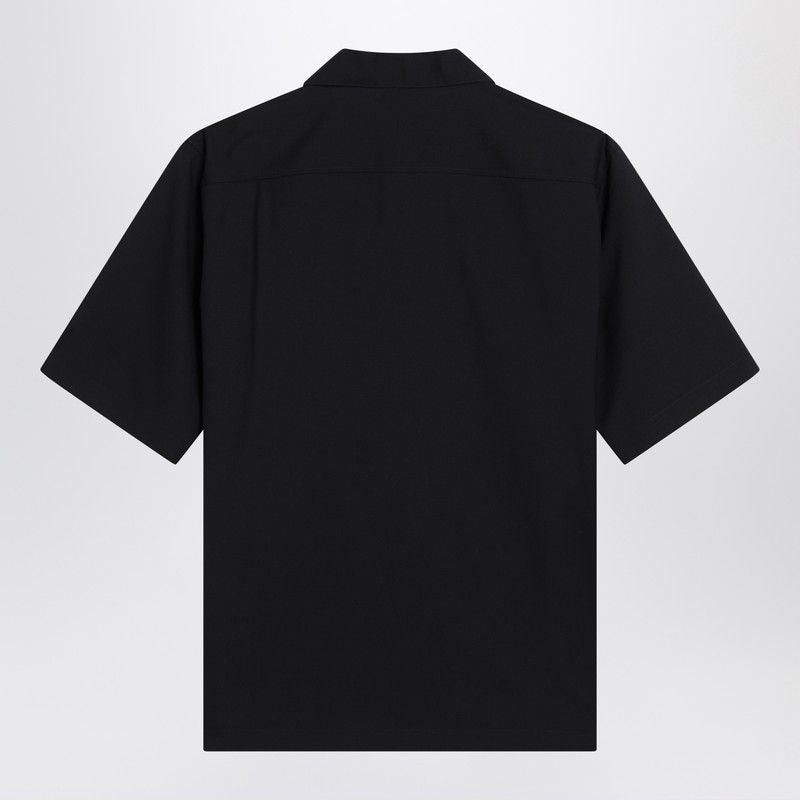 AURALEE Classic Short Sleeve Wool Shirt with Bowling Collar