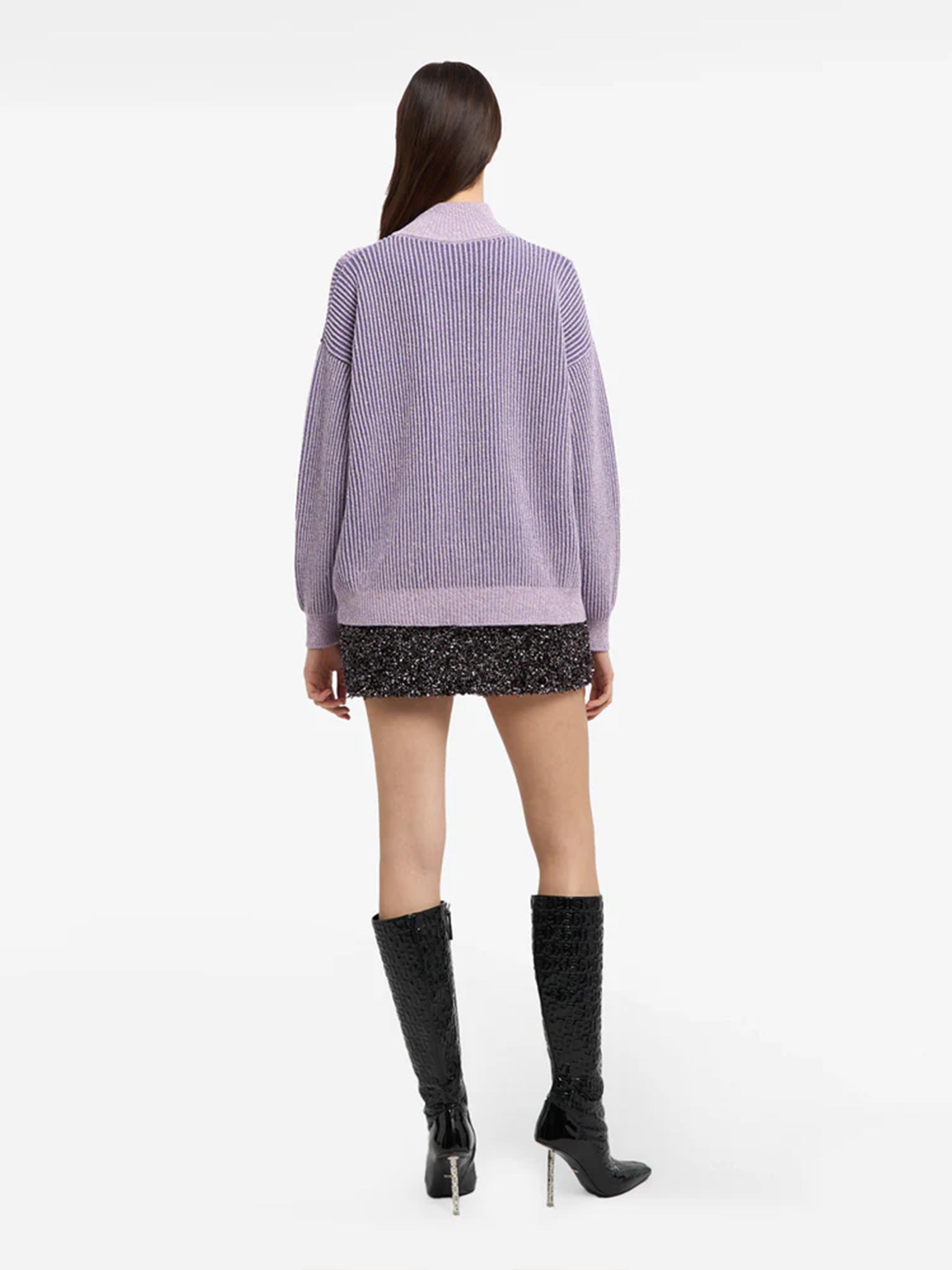 GCDS Ribbed Low Logo Half Zip Sweater for Women - FW24