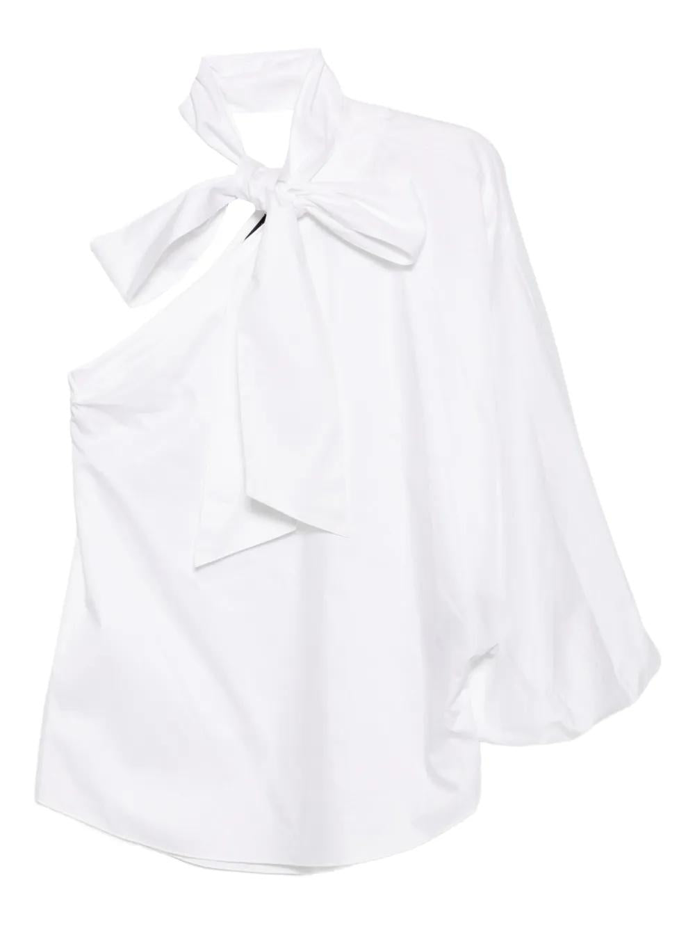 KARL LAGERFELD Asymmetrical Bow Detail Poplin Blouse
