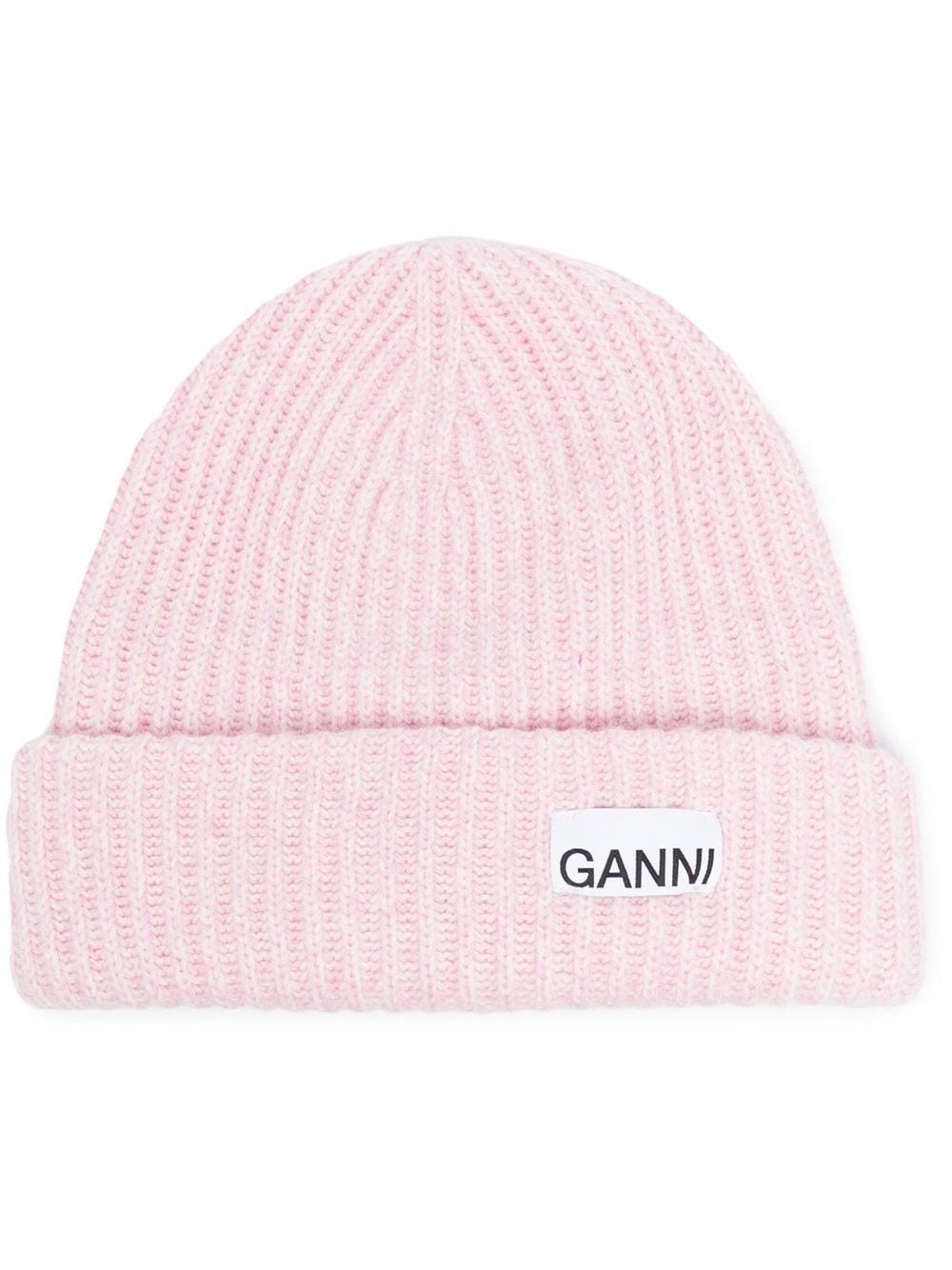 GANNI Wool Ribbed Beanie
