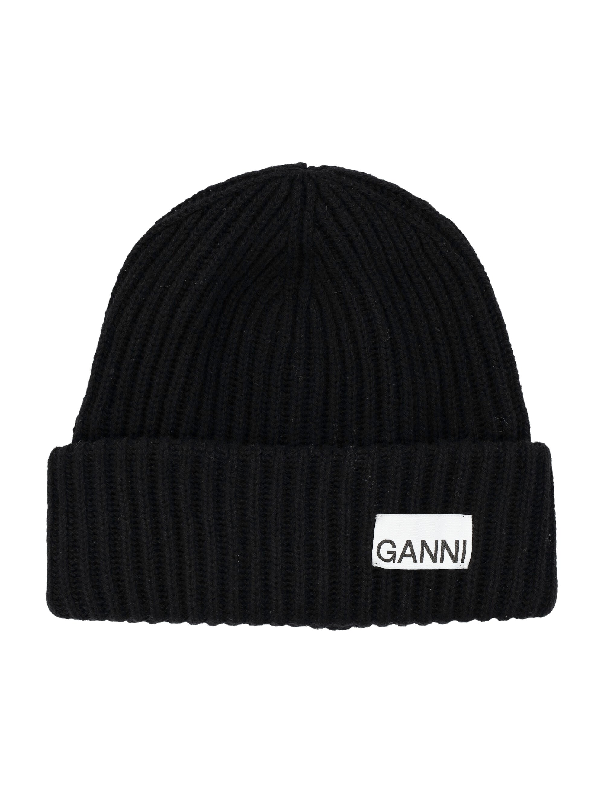 GANNI Wool Beanie with Upturned Hem