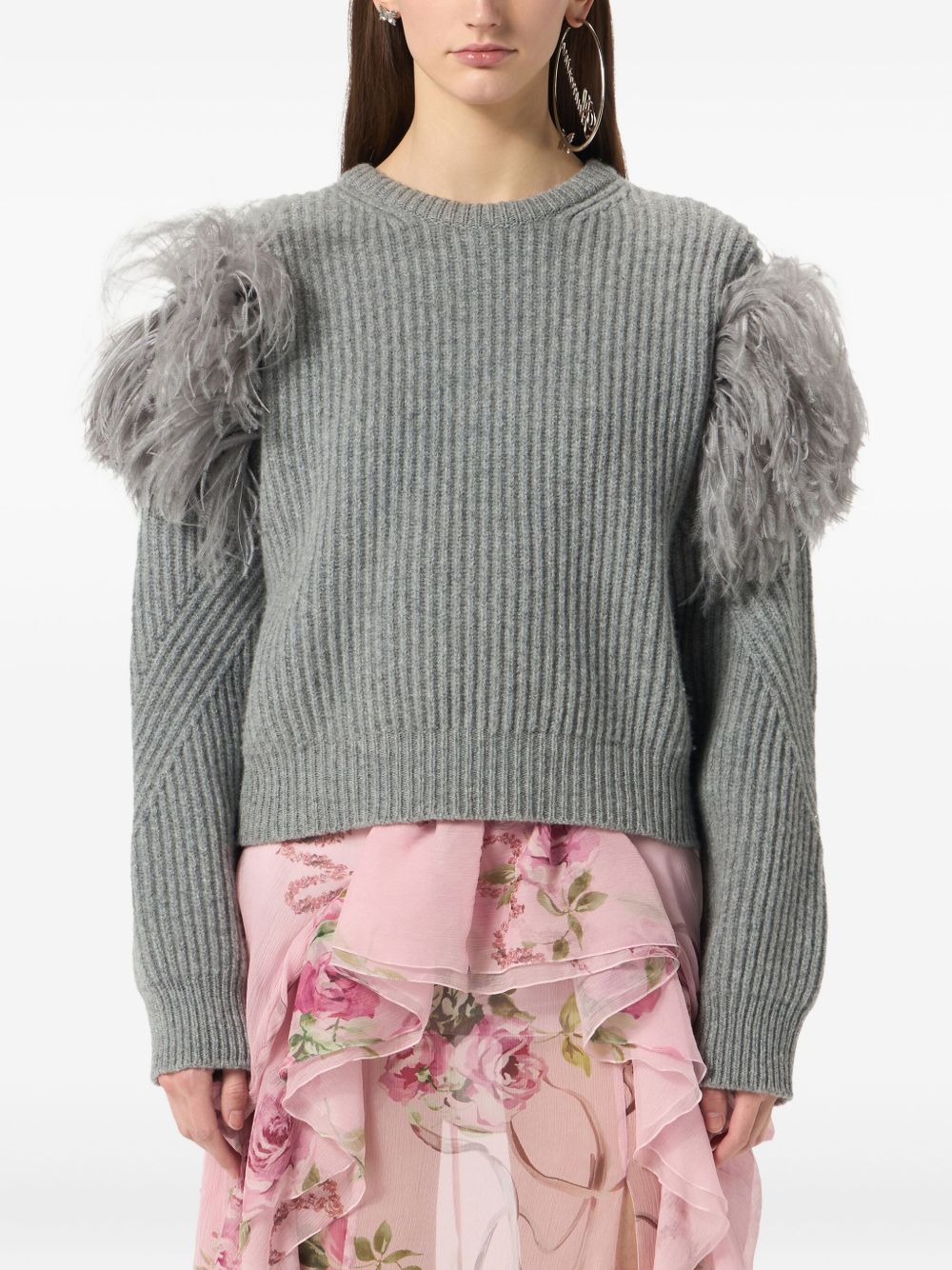BLUMARINE Wool Sweater with Feather Detailing for Women
