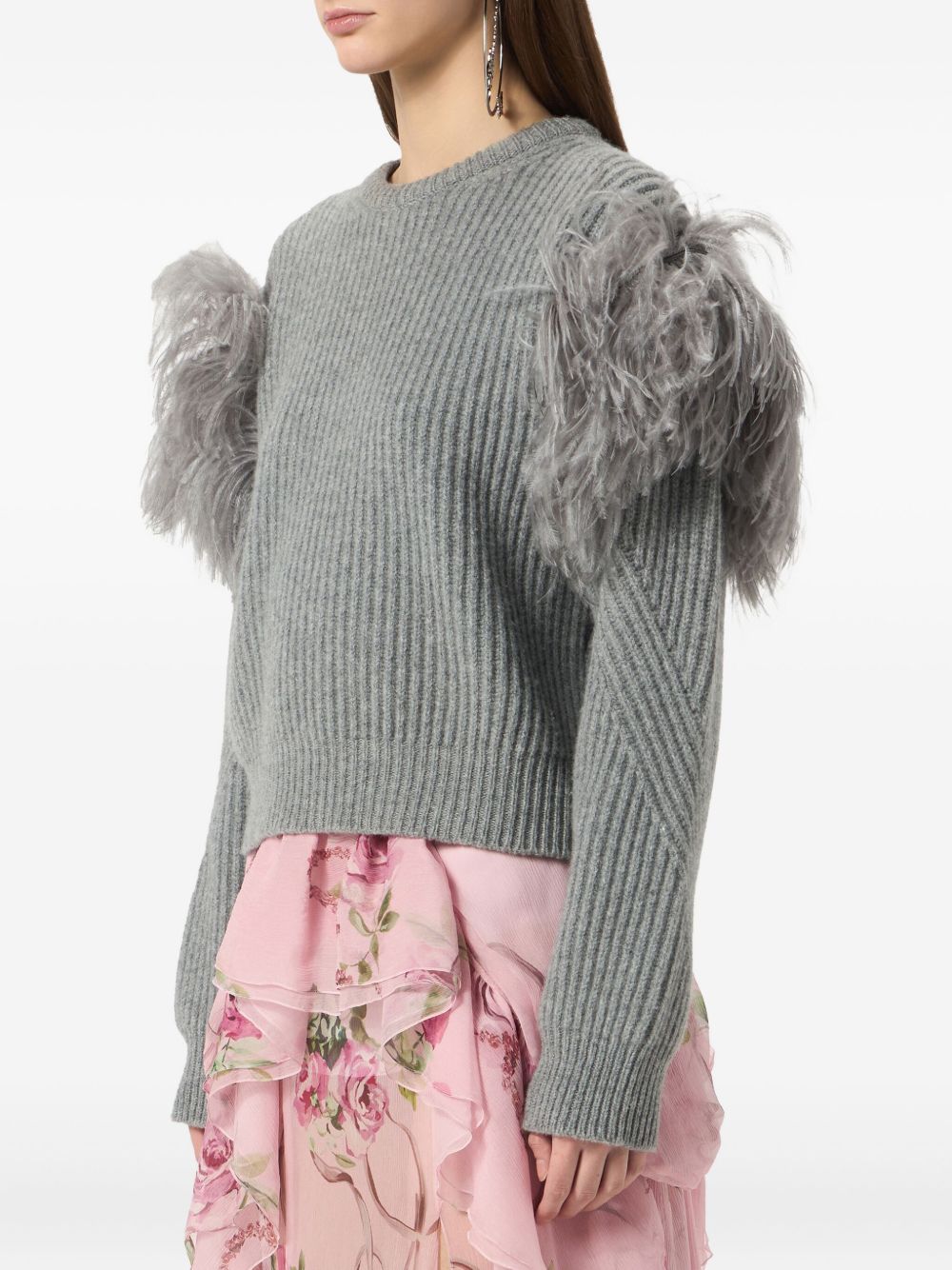BLUMARINE Wool Sweater with Feather Detailing for Women