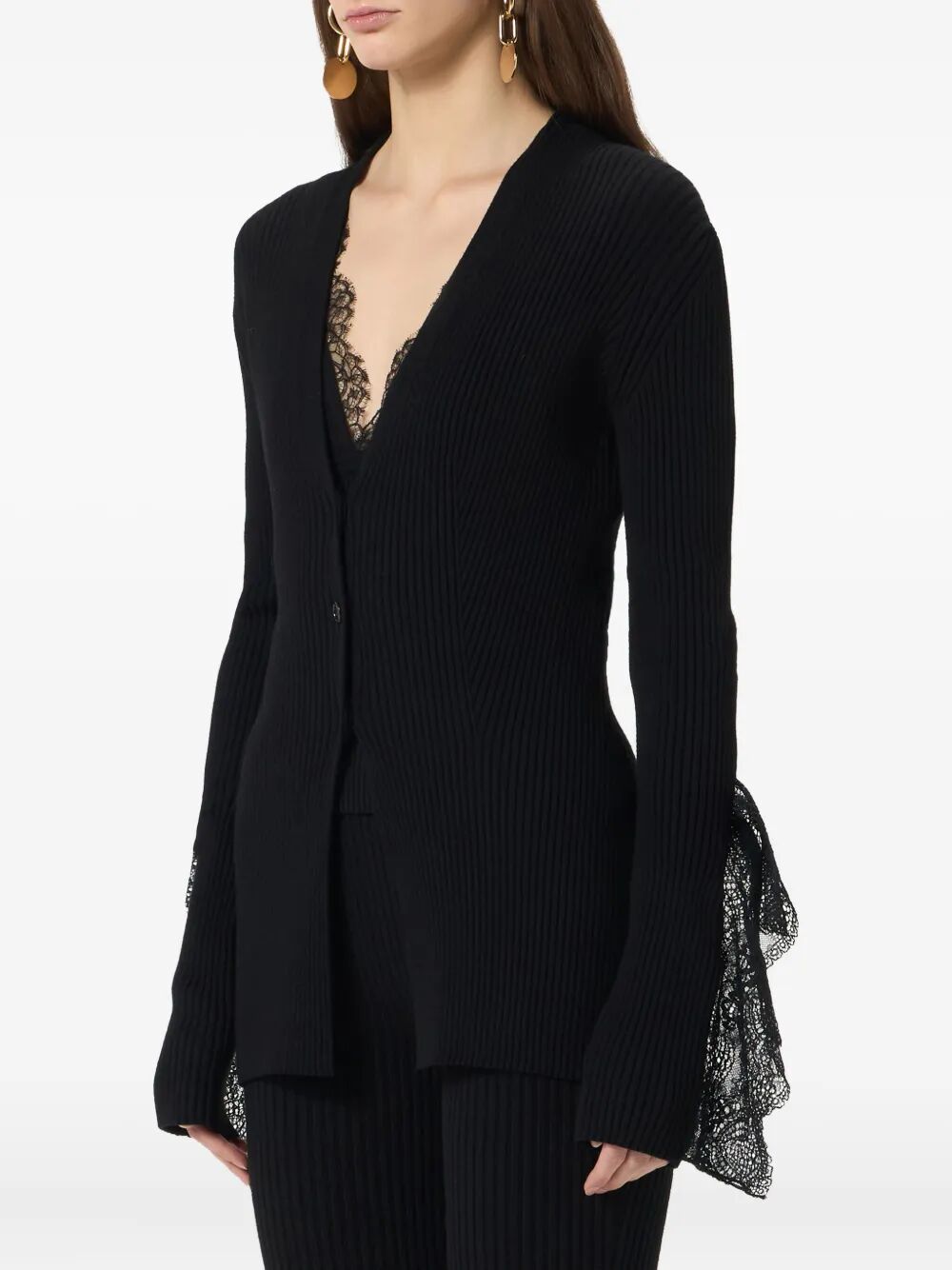 BLUMARINE Knit Lace Insert Cardigan for Women