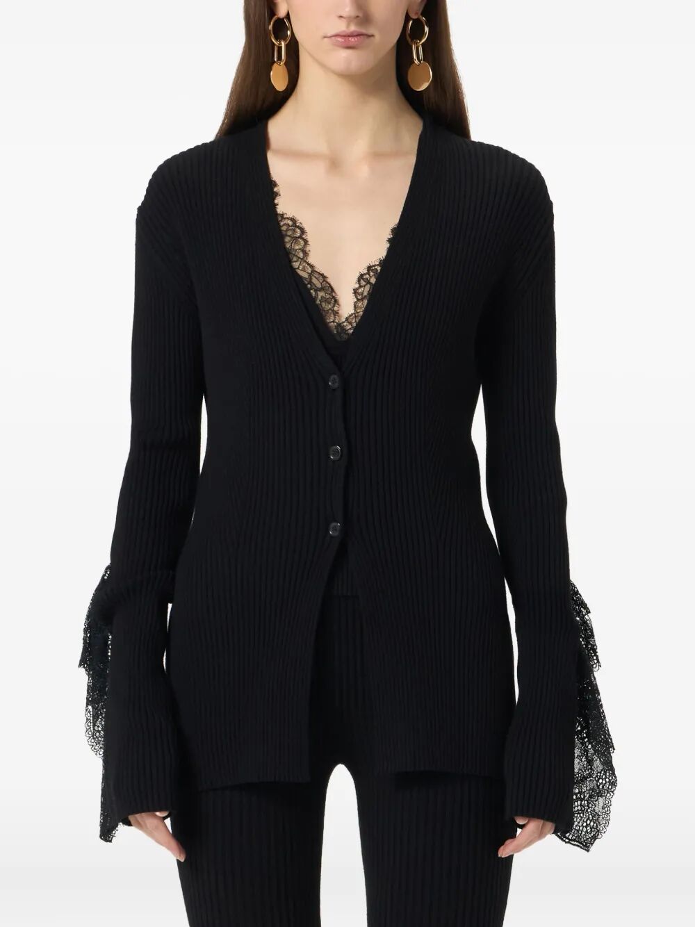 BLUMARINE Knit Lace Insert Cardigan for Women