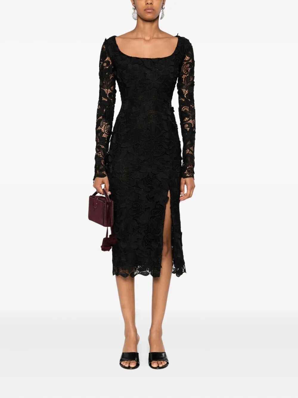 BLUMARINE MIDI MACRAME LACE DRESS
