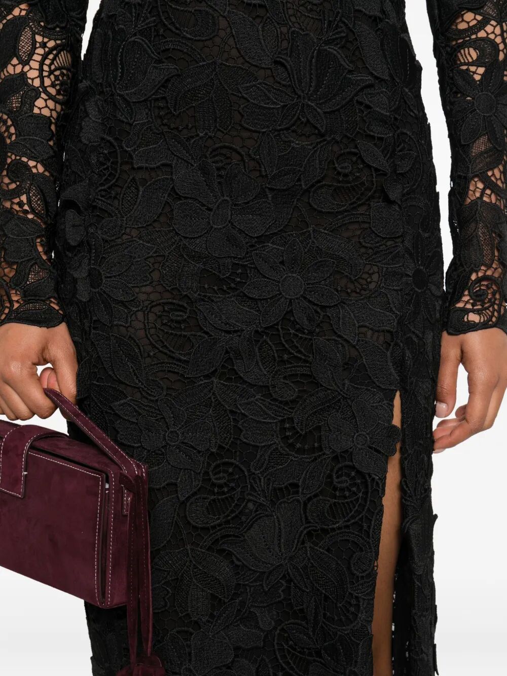 BLUMARINE MIDI MACRAME LACE DRESS