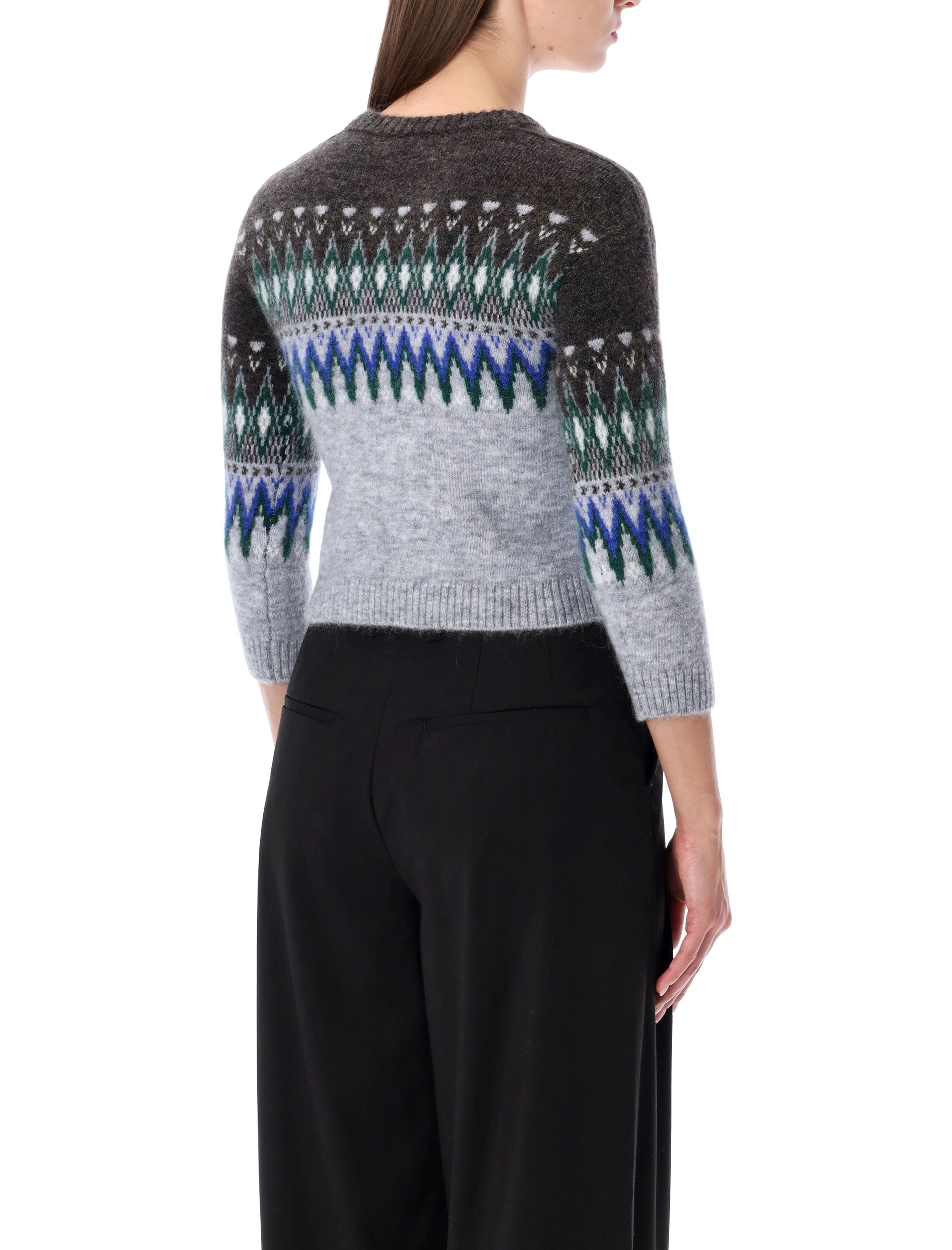 ACNE STUDIOS Fitted Mohair Crewneck Sweater with Three-Quarter Sleeves