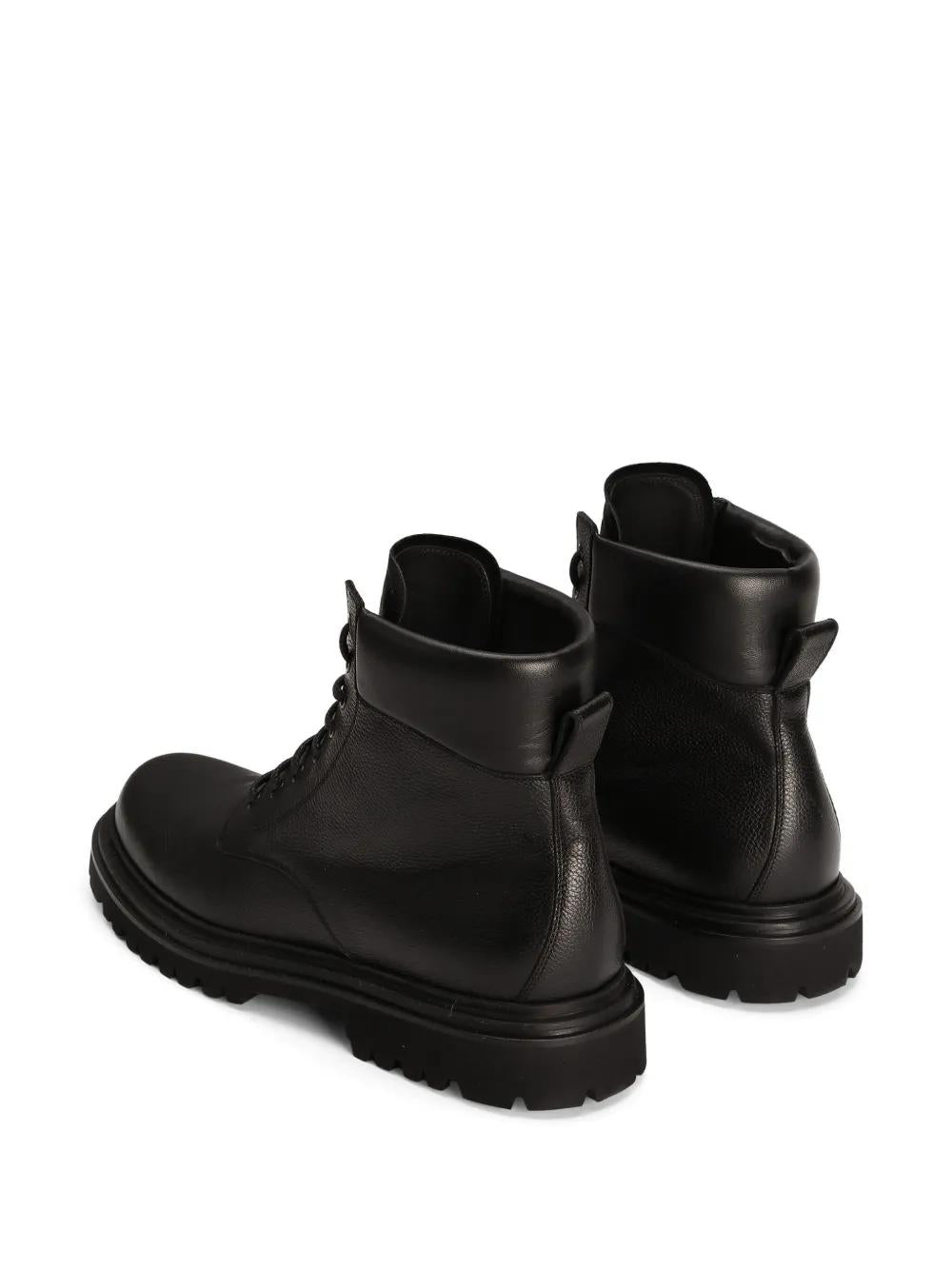 DOLCE & GABBANA Leather Lace-Up Biker Boots for Men