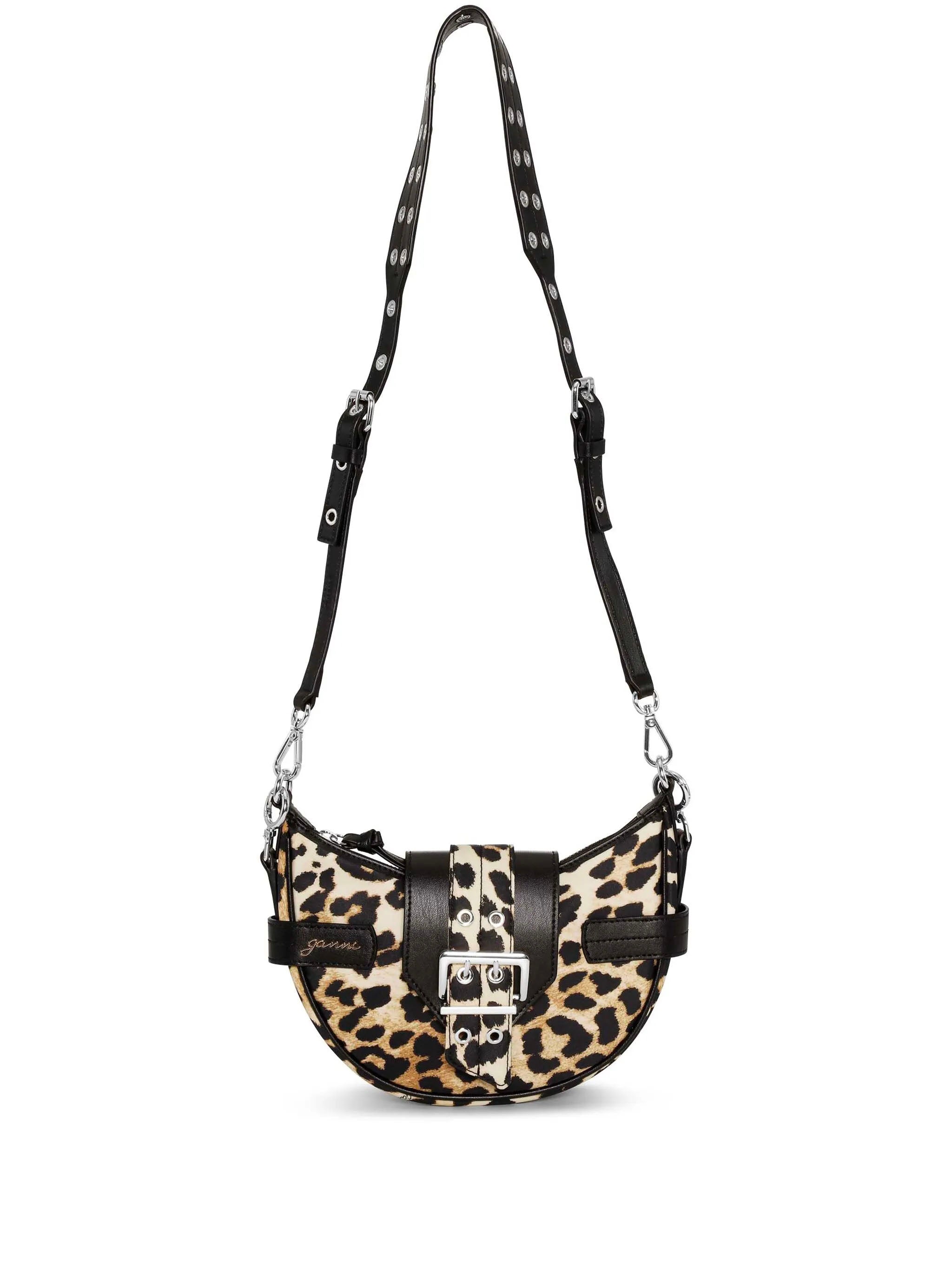 GANNI Mini Leopard Print Shoulder Handbag