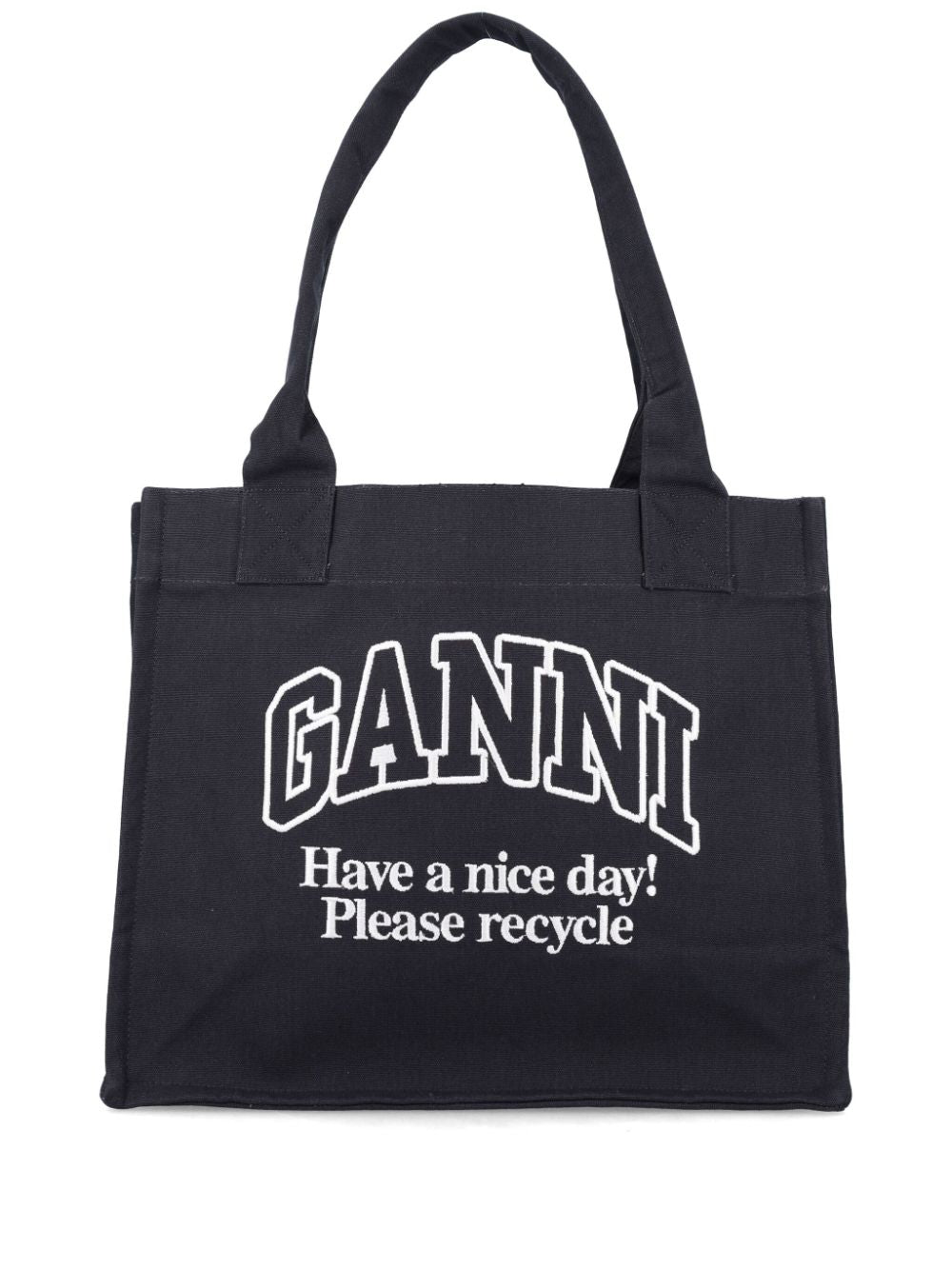 GANNI Embroidered Double Handle Tote Handbag