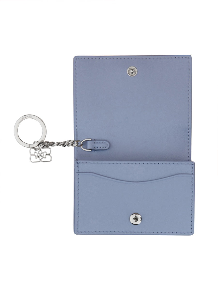 GANNI Mini Poodle Print Credit Card Holder with Key Ring