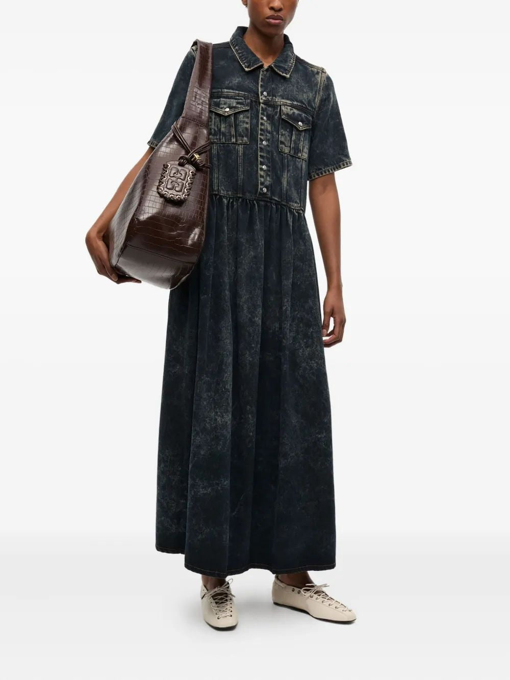 GANNI XXL Croco Hobo Handbag