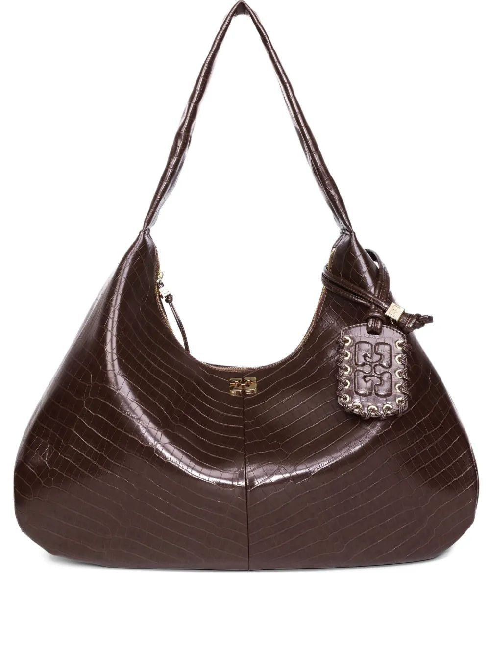 GANNI XXL Croco Hobo Handbag