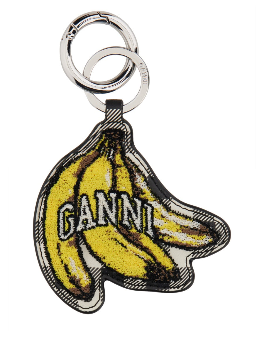 GANNI Branded Keyring with Check Pattern
