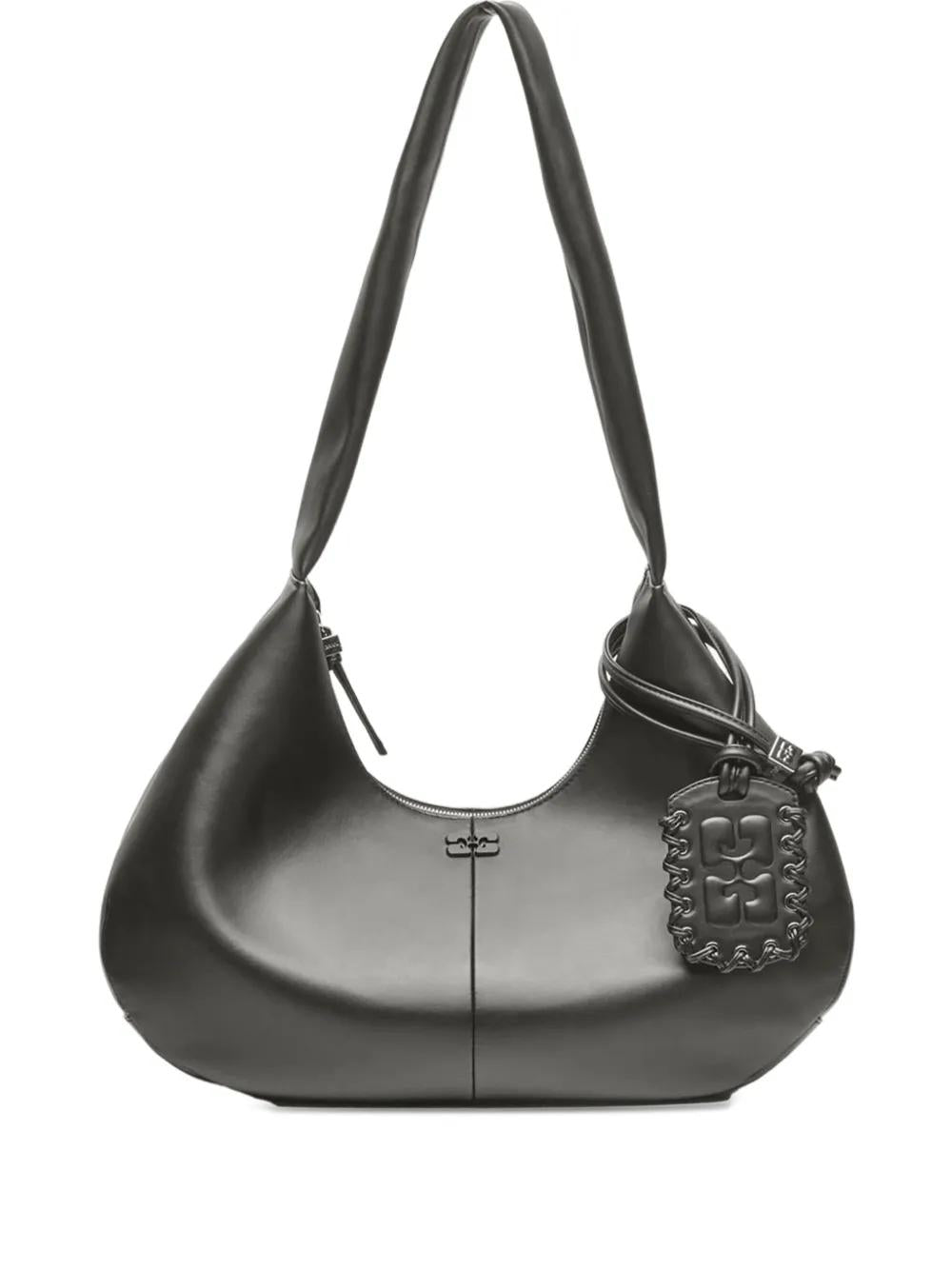 GANNI Logo-Tag Leather Shoulder Handbag
