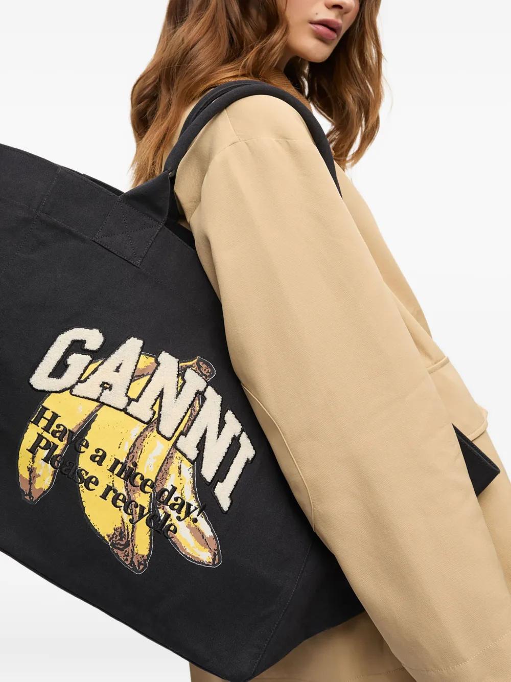 GANNI XXL Tote Handbag with Banana Print