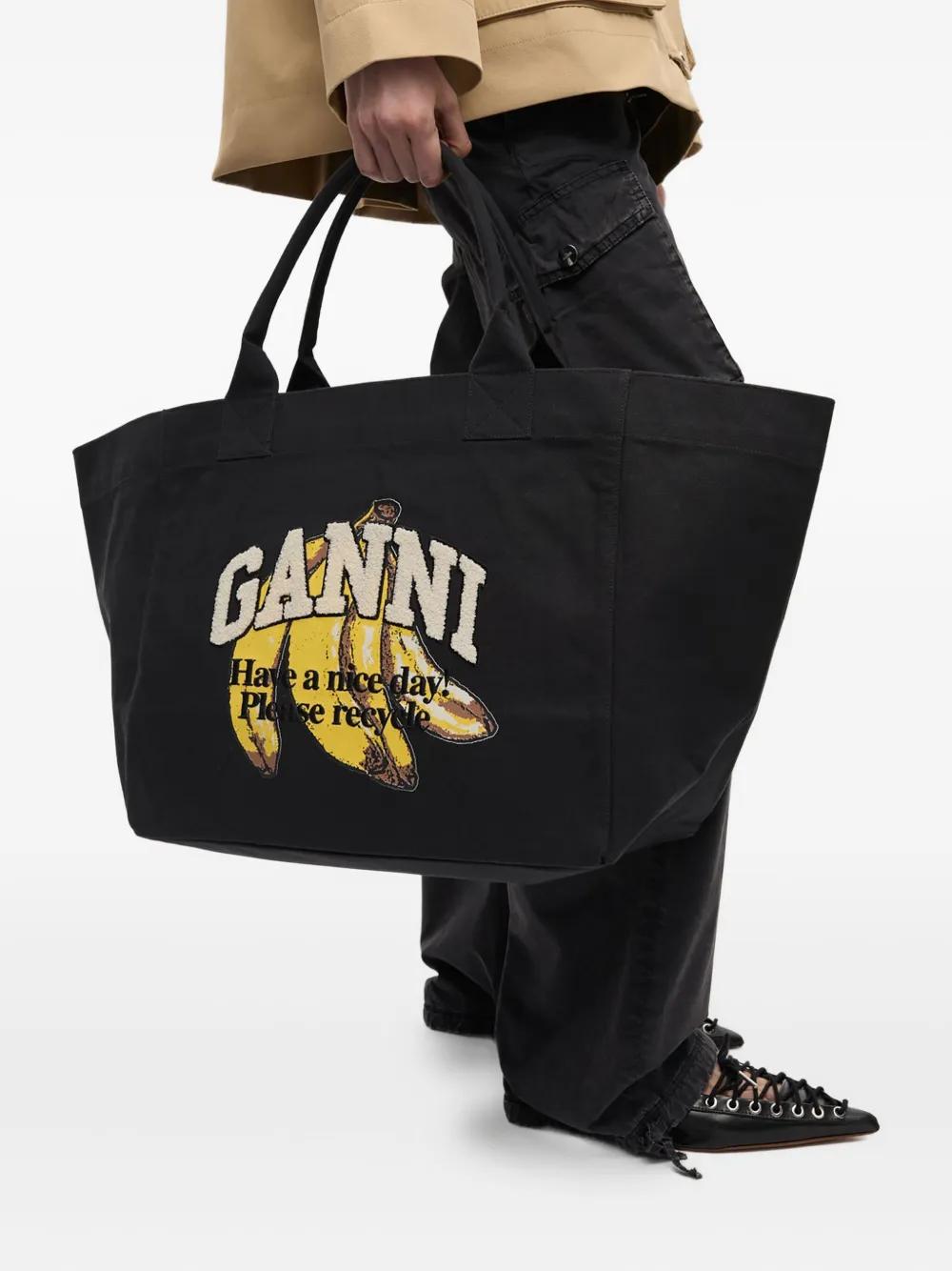 GANNI XXL Tote Handbag with Banana Print