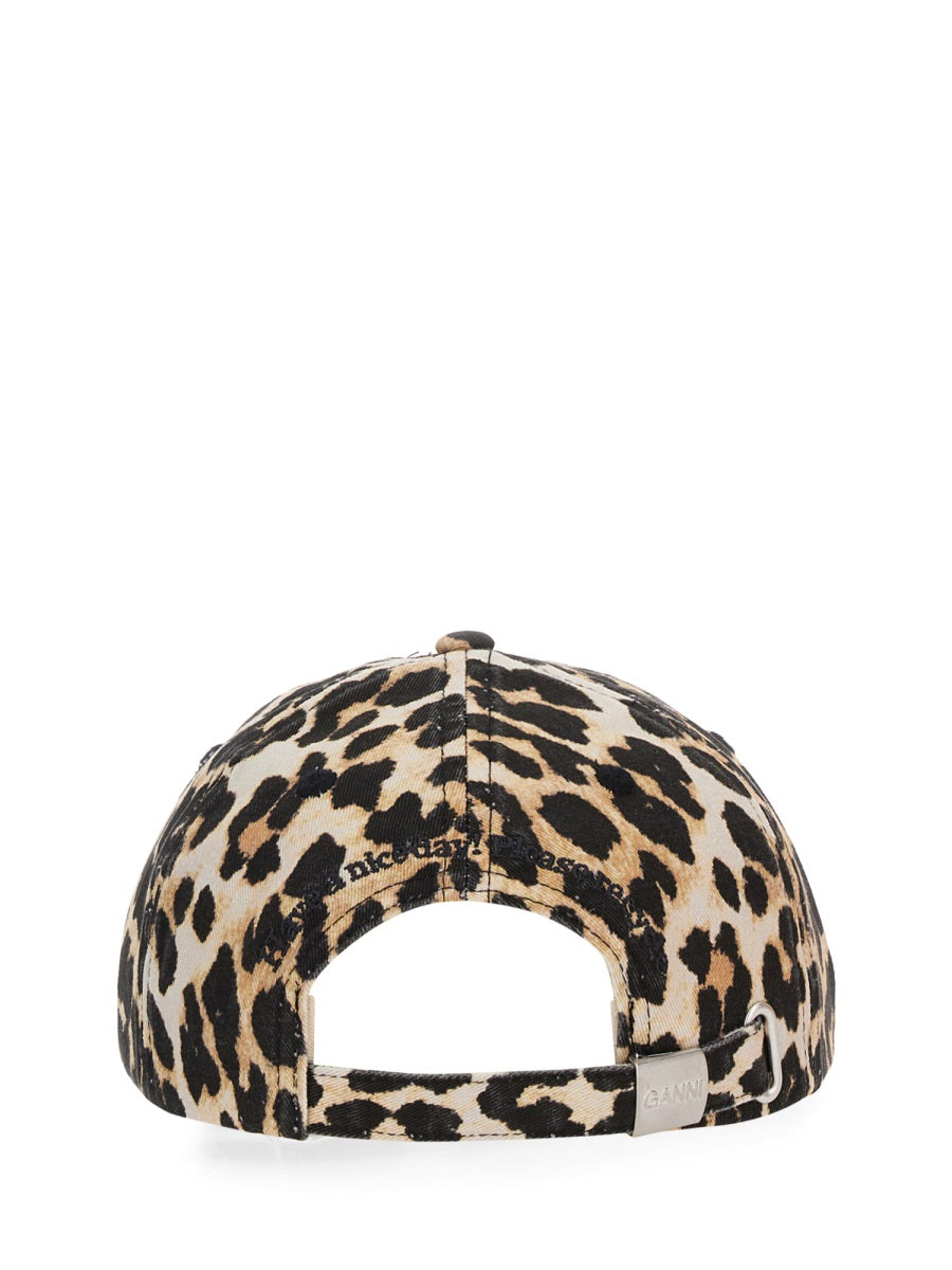 GANNI Leopard Print Adjustable Cap