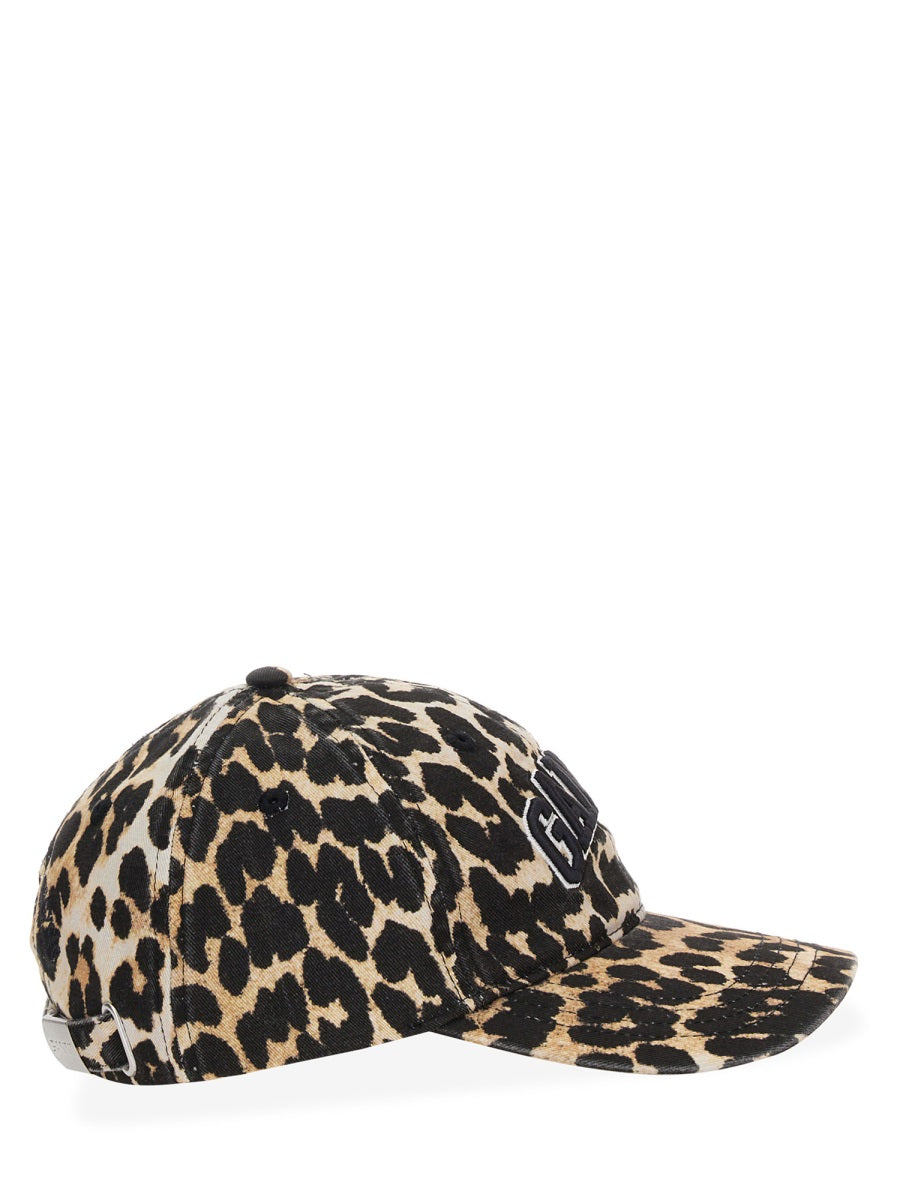 GANNI Leopard Print Adjustable Cap