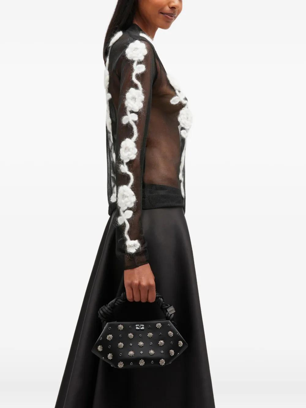 GANNI Mini Studded Floral Embellished Tote Handbag