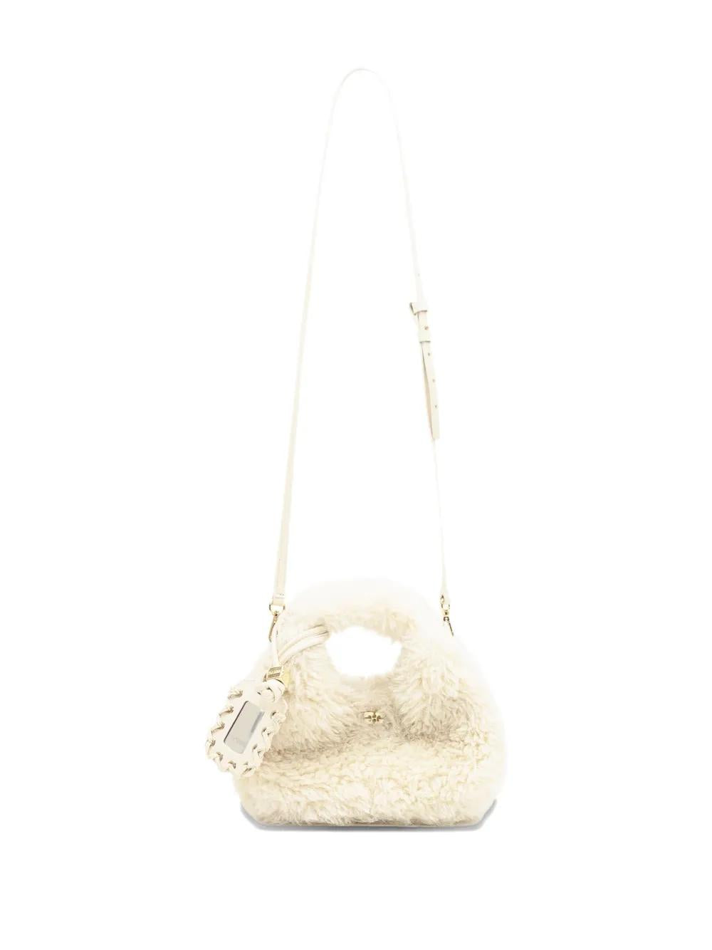 GANNI Mini Fur Hobo Tote Handbag
