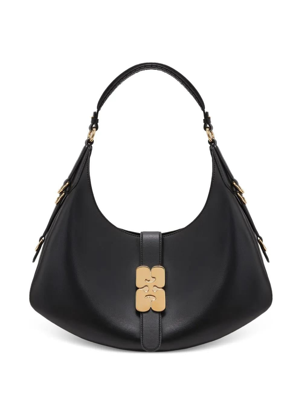 GANNI Crescent Shaped Leather Shoulder Handbag