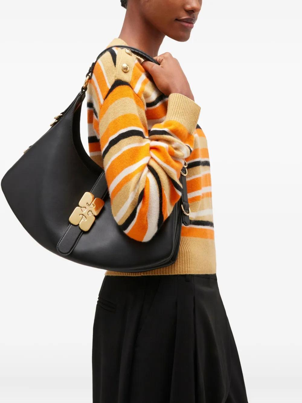 GANNI Crescent Shaped Leather Shoulder Handbag