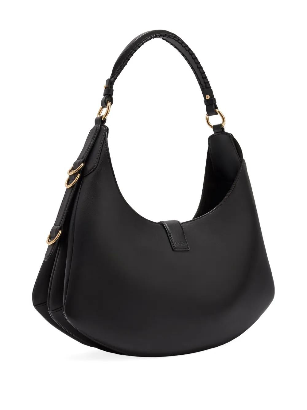 GANNI Crescent Shaped Leather Shoulder Handbag