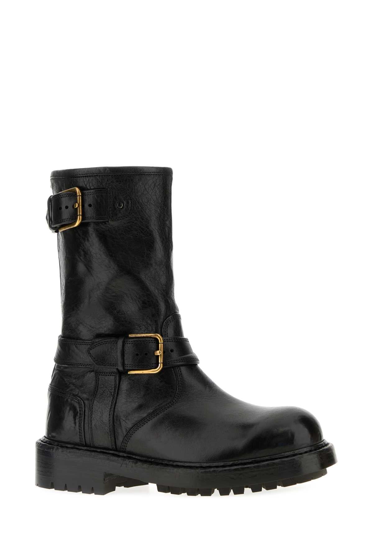 DOLCE & GABBANA Stylish Leather Bernini Boots for Men