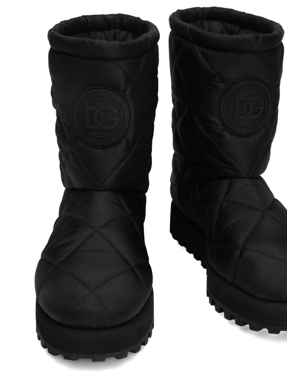 DOLCE & GABBANA Puffy Boots with Round Toe and Logo Patch