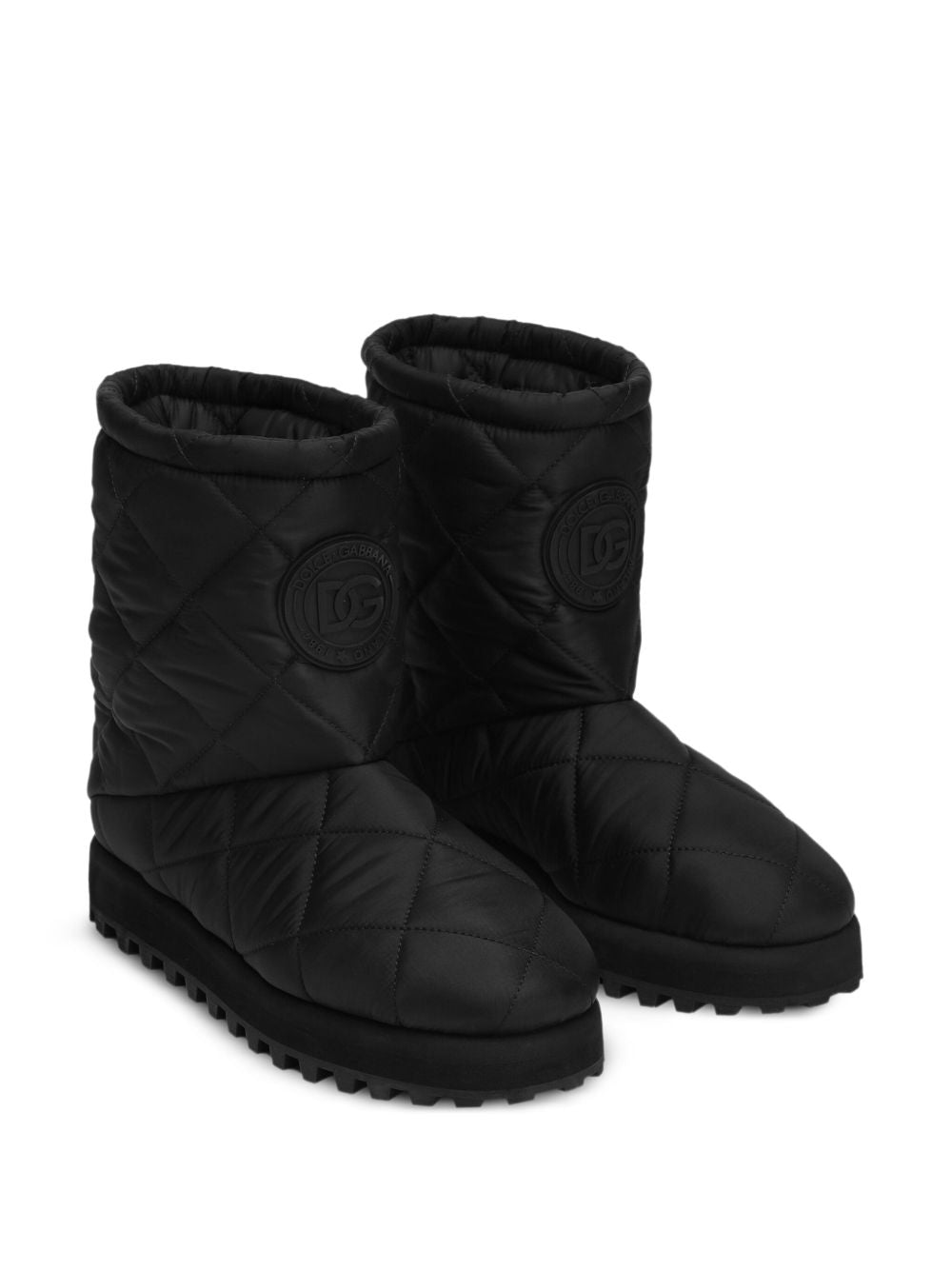 DOLCE & GABBANA Puffy Boots with Round Toe and Logo Patch