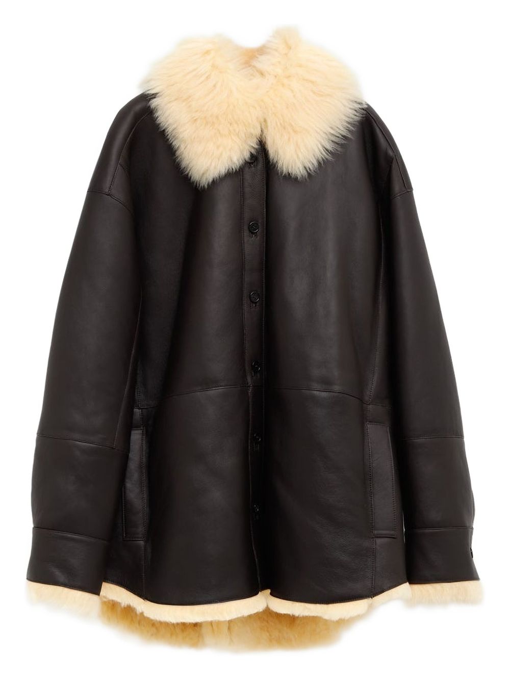 ACNE STUDIOS Leather Shearling Jacket with Fur Trim - Women's Outerwear