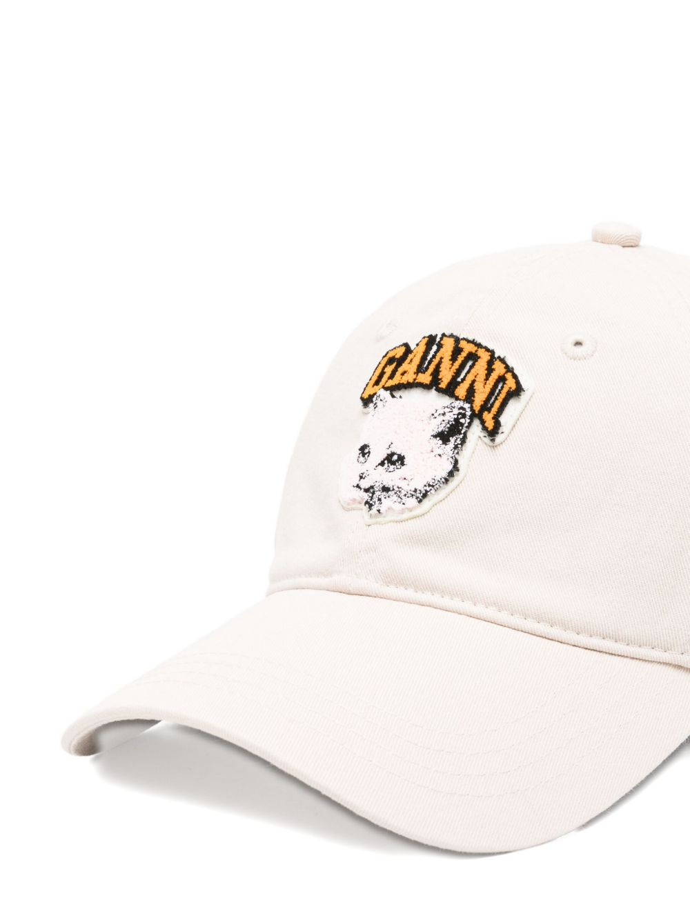 GANNI Organic Cotton Baseball Cap with Embroidered Cat