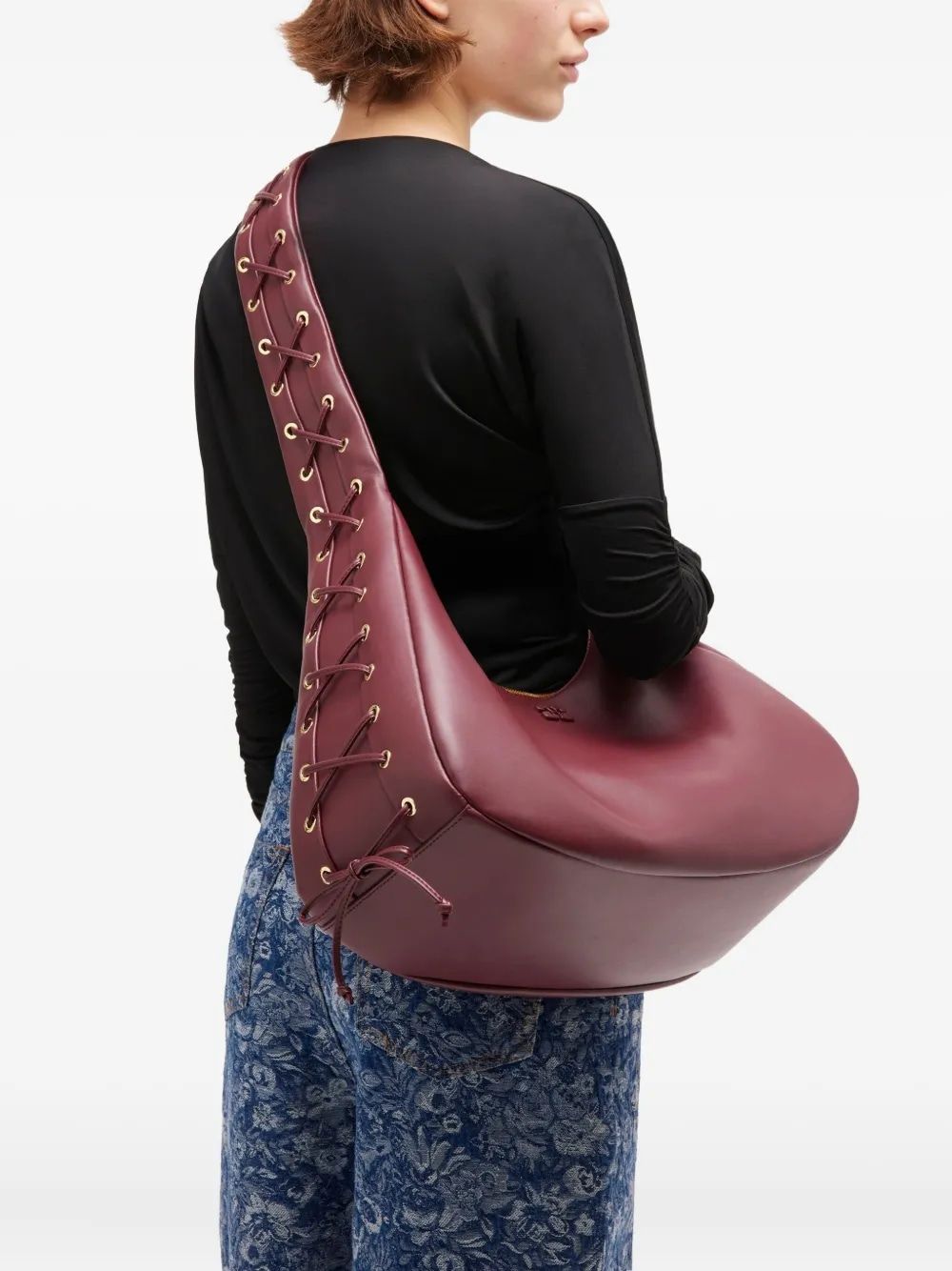 GANNI Medium Hobo Handbag with Laces