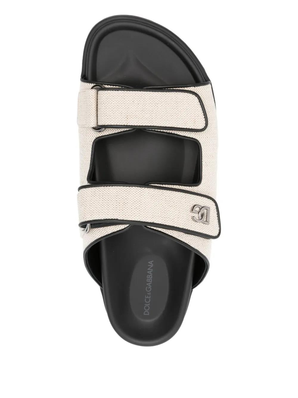 DOLCE & GABBANA Double-Strap Canvas Slide Sandals for Men