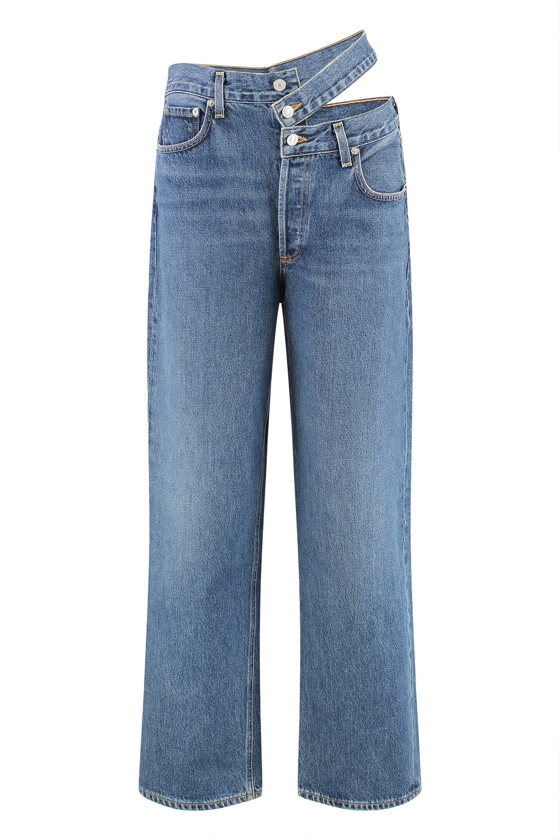 AGOLDE 5-Pocket Straight-Leg Jeans with Cut-Out Detail