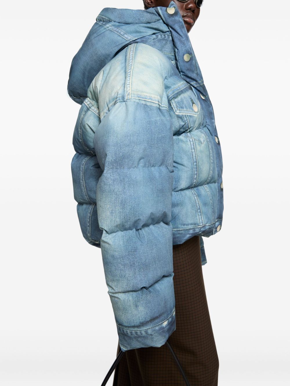 ACNE STUDIOS Women's Quilted Denim Down Jacket with Hood