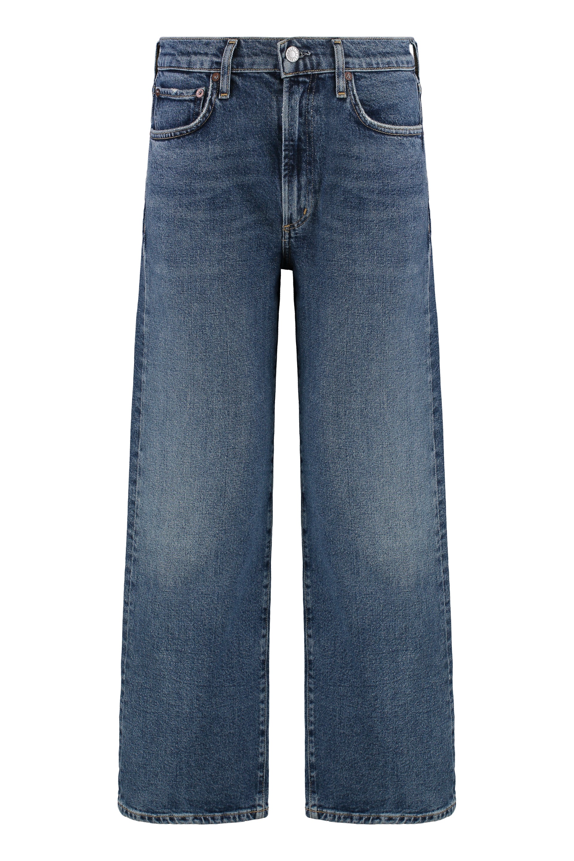 AGOLDE Cropped Denim Jeans with Engraved Metal Details